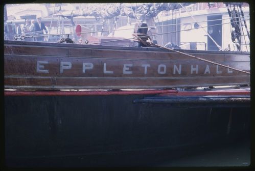 Various views of the Eppleton Hall (built 1914; tugboat) at dock in San Francisco upon her arrival from Newcastle, England, March 24, 1970