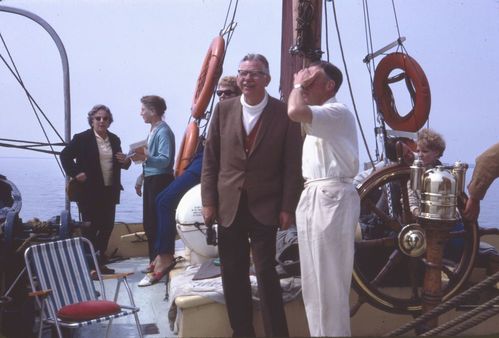 Ron Cleveland on board the May (spritsail barge), 1968 June-1969 May