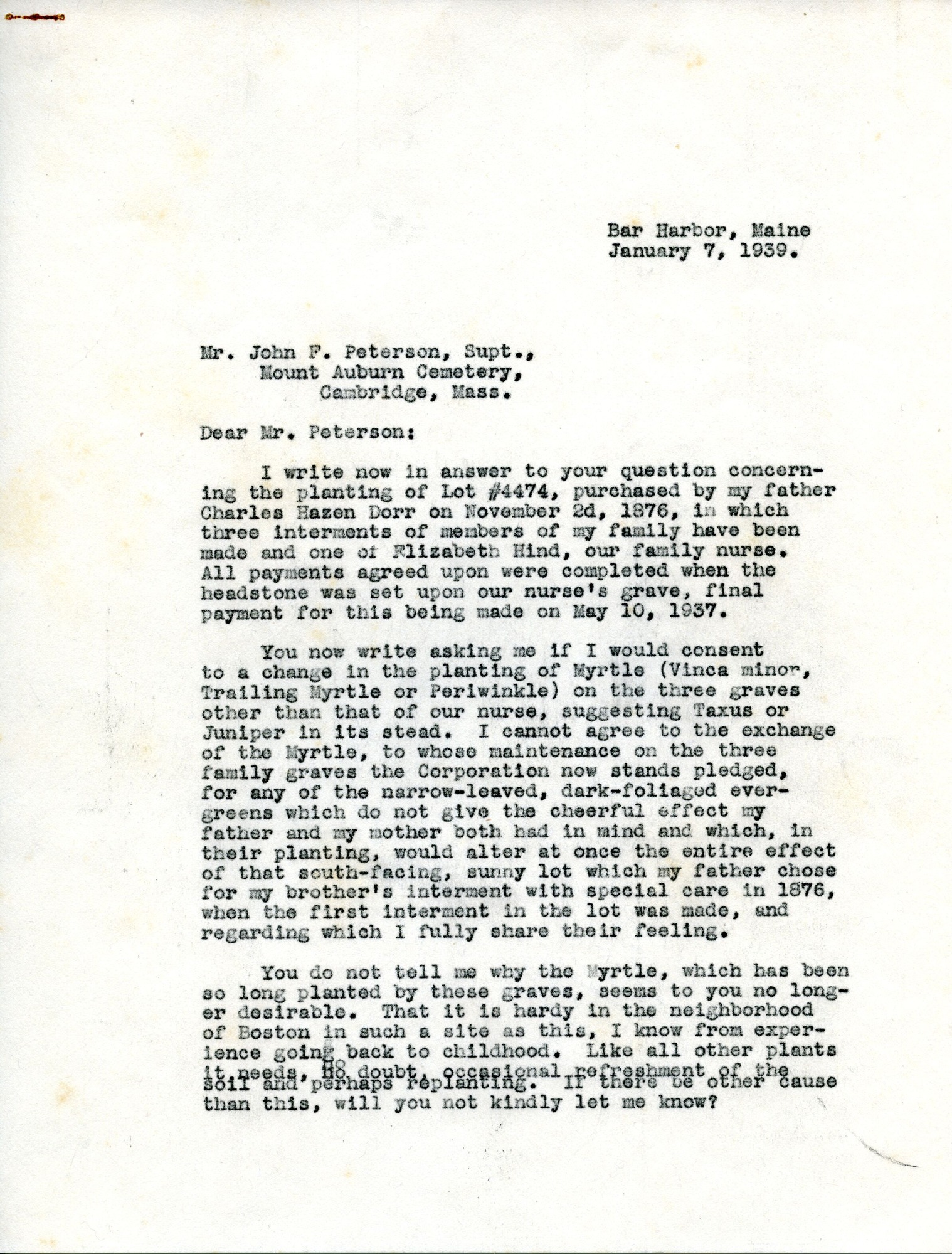 Letter, Dorr to Peterson, January 7, 1939 p.1.tif