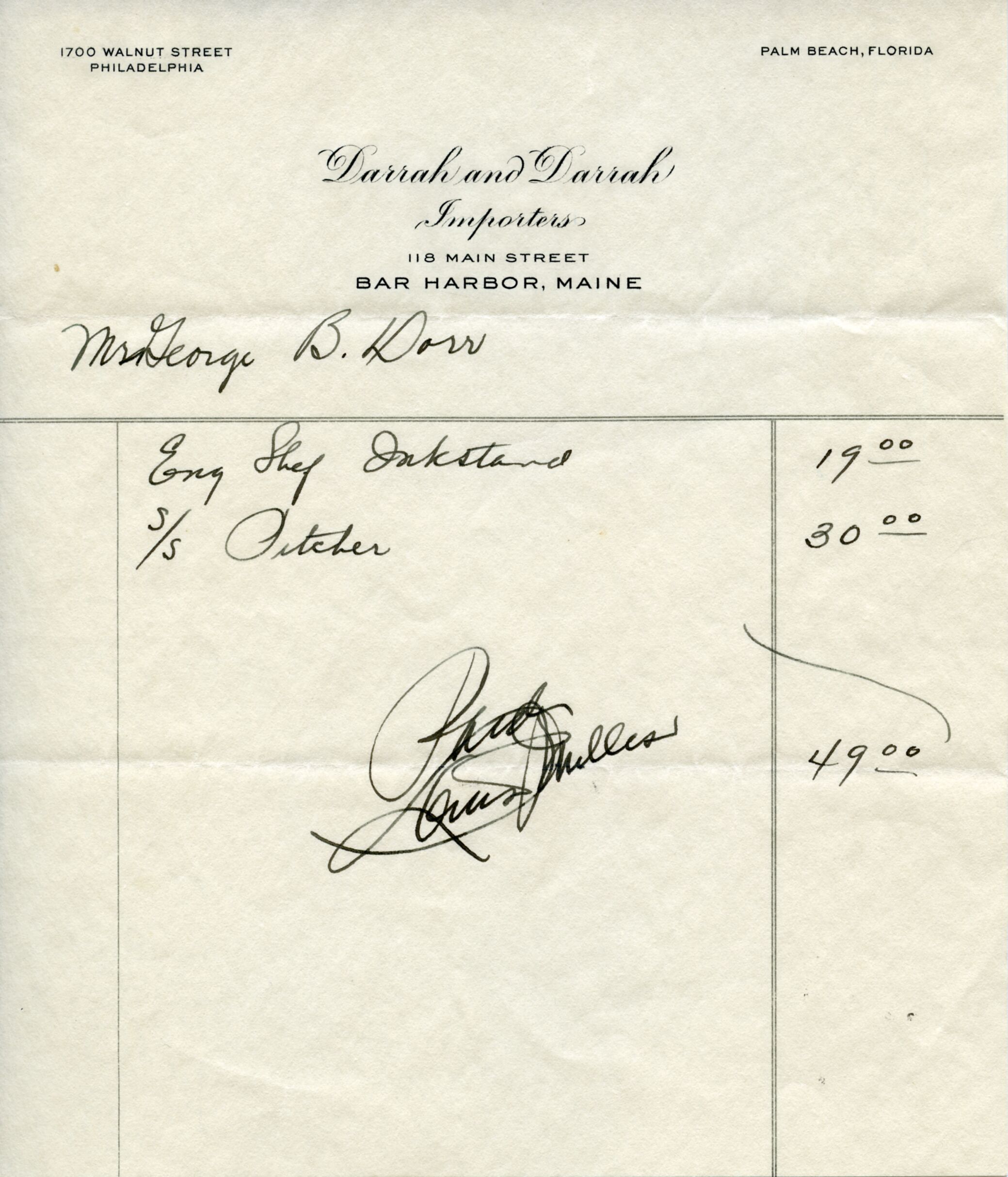 Receipt, Darrah to Dorr, nd.tif