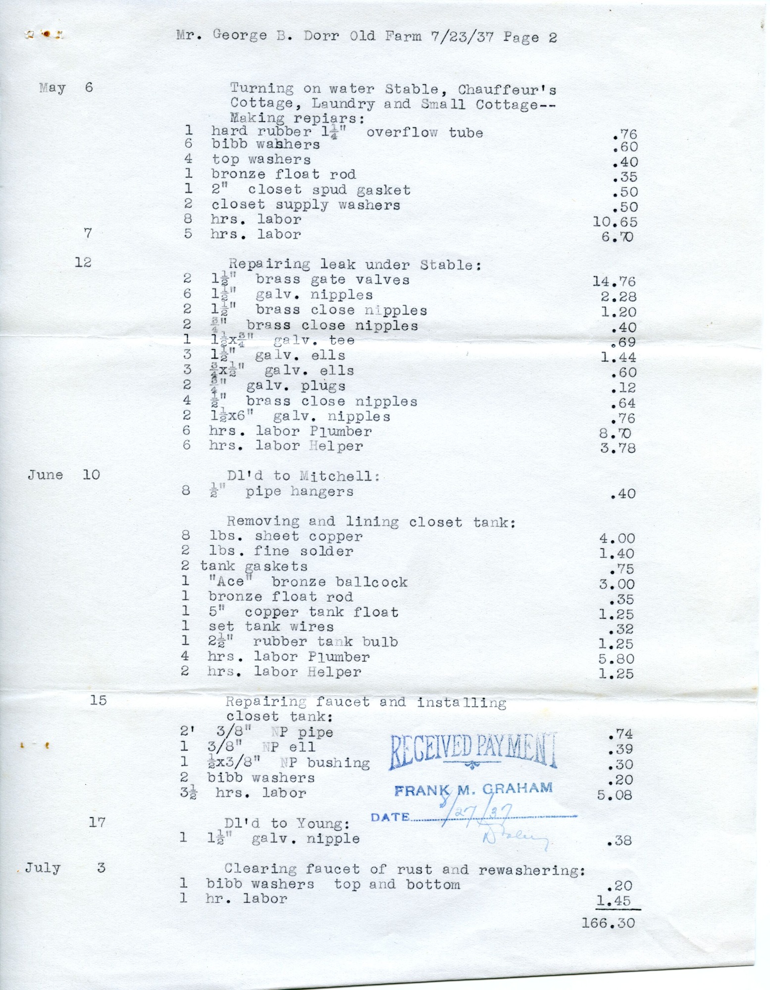 Receipt, Graham to Dorr, August 27, 1937 p.12.tif