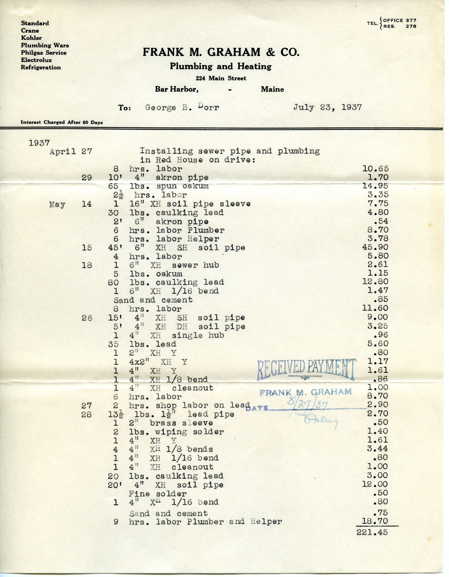 Receipt, Graham to Dorr, August 27, 1937 p.9.tif