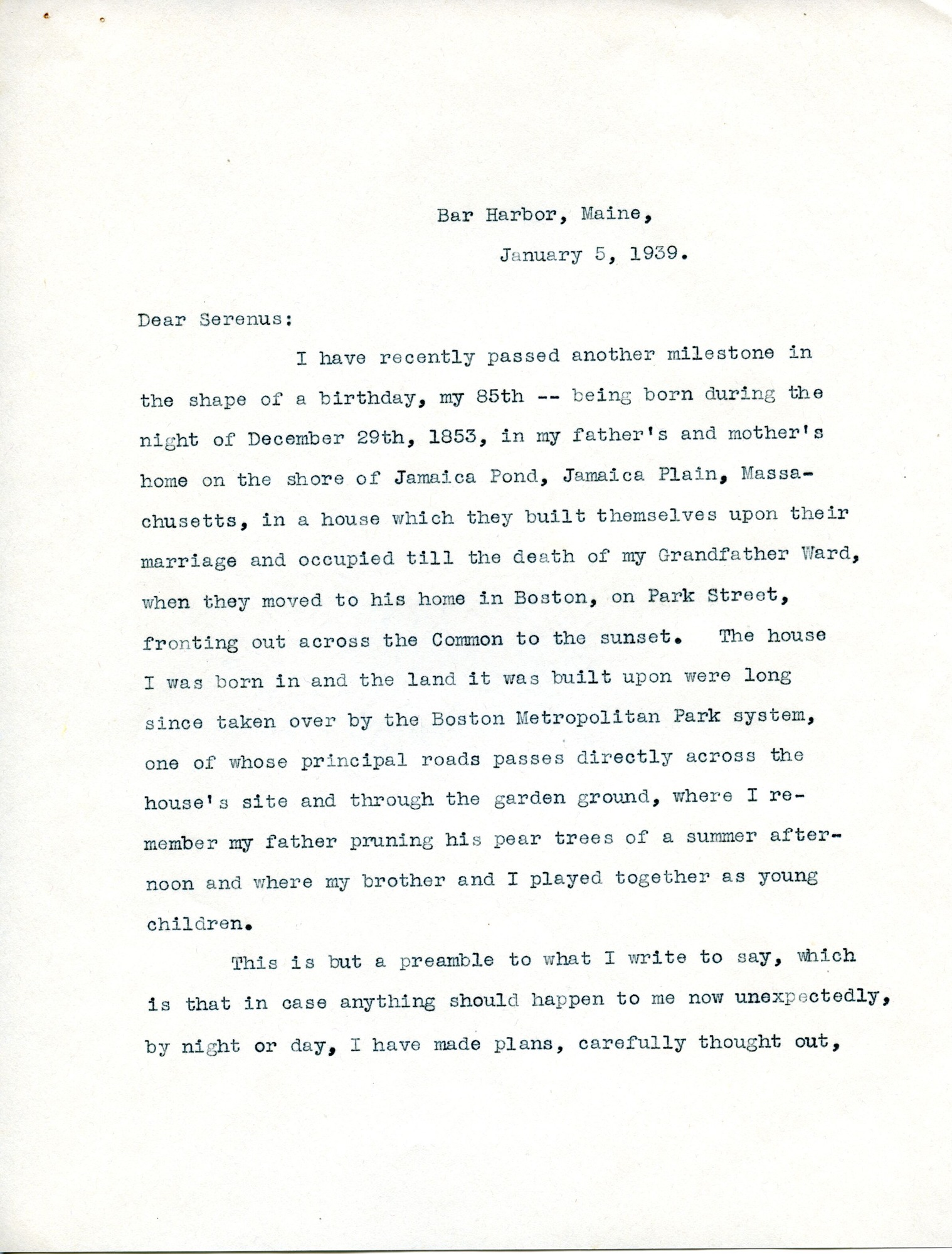 Letter, Dorr to Rodick, January 5,1939 p.1.tif