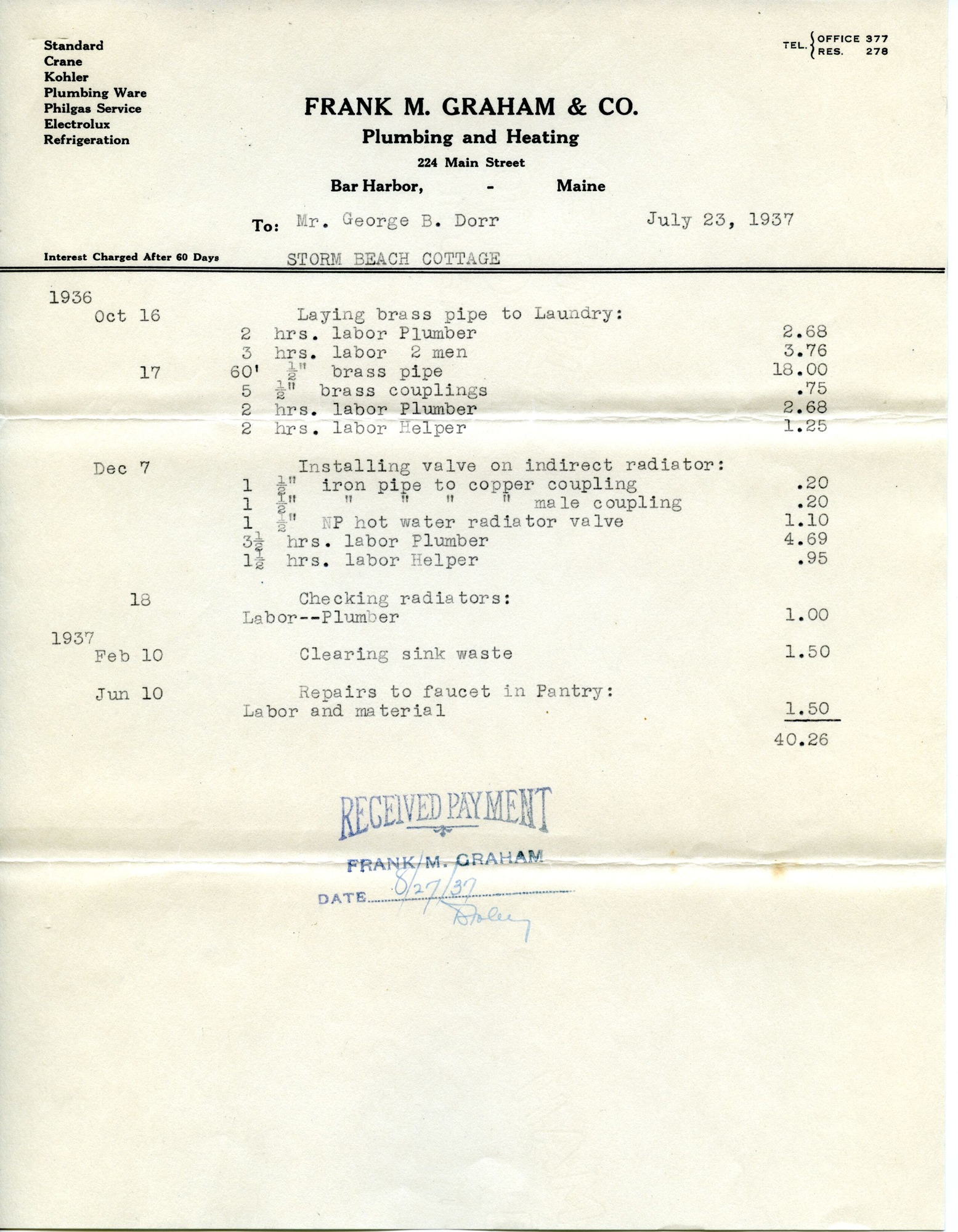 Receipt, Graham to Dorr, August 27, 1937 p.8.tif