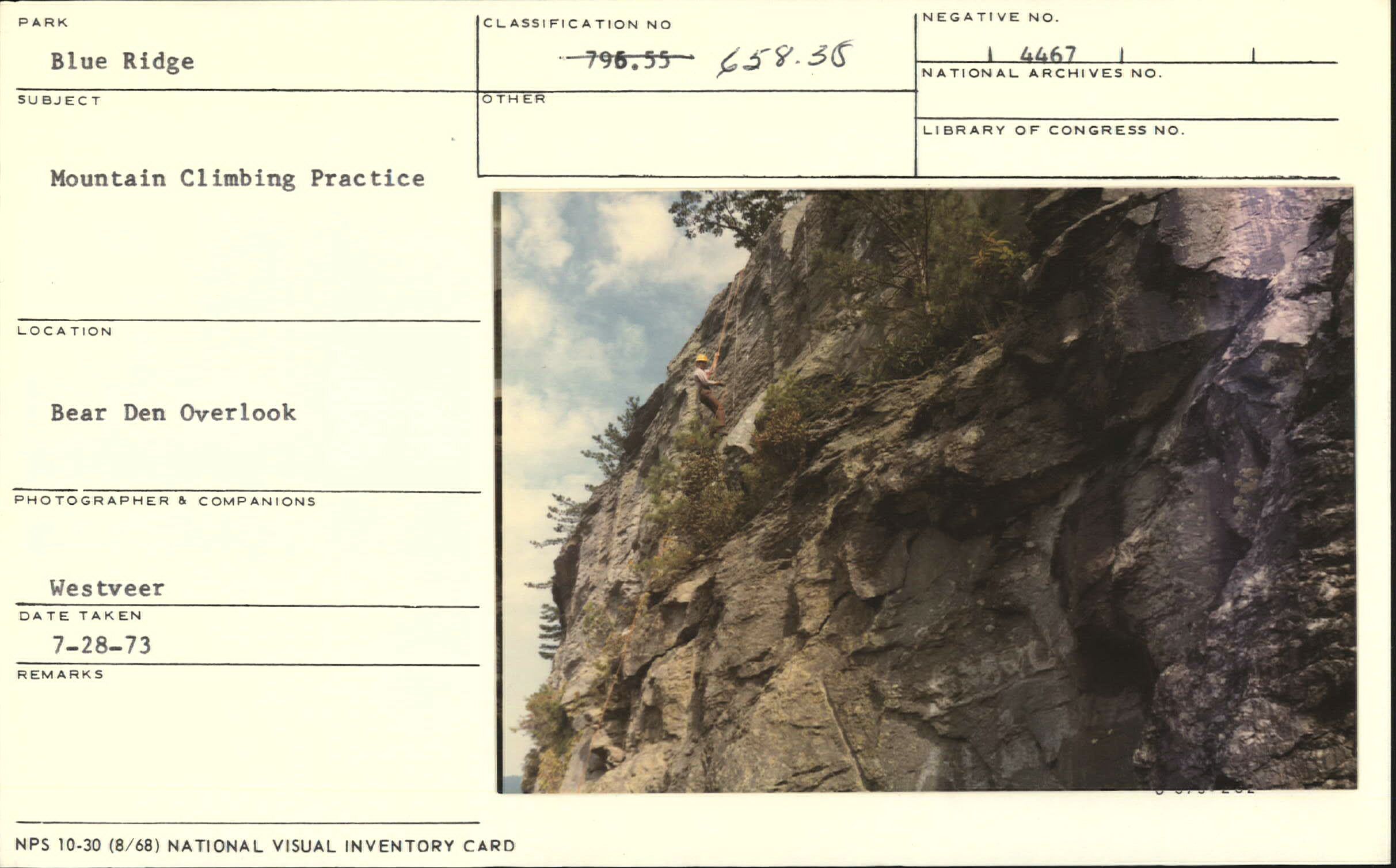 Mountain climbing at Bear Den Parking Overlook