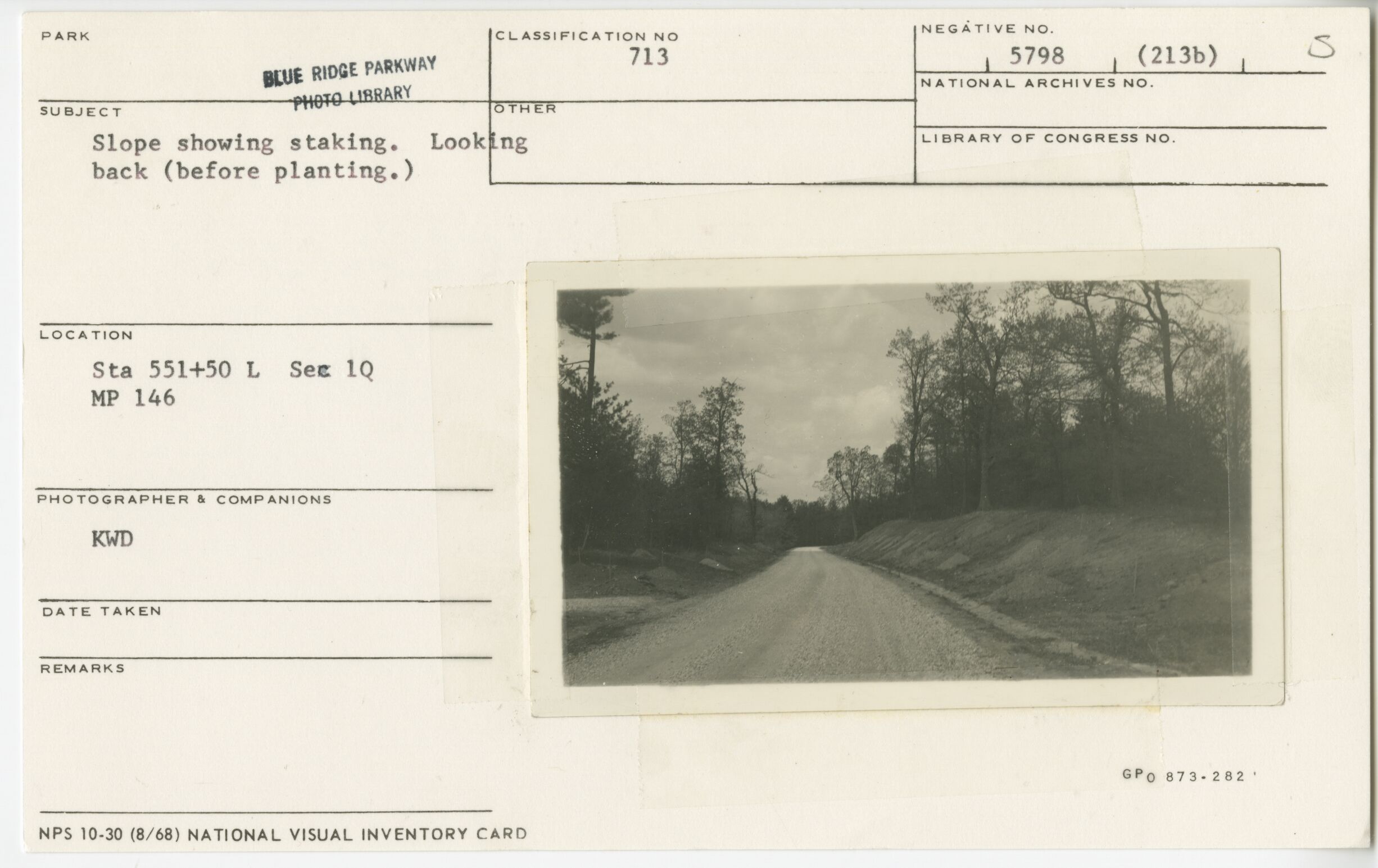 Slope showing staking before planting