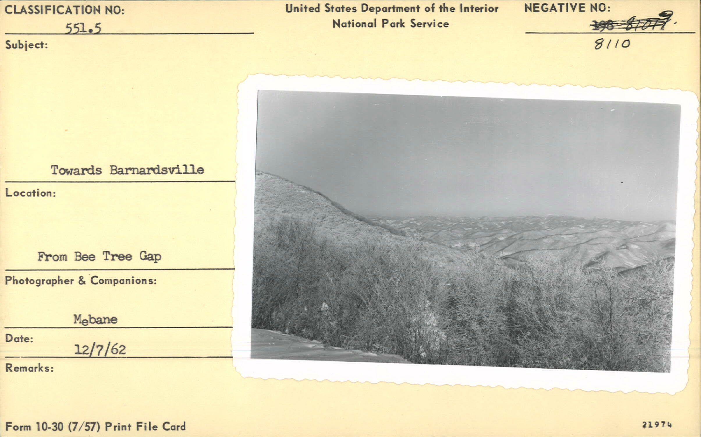 Winter view towards Barnardsville