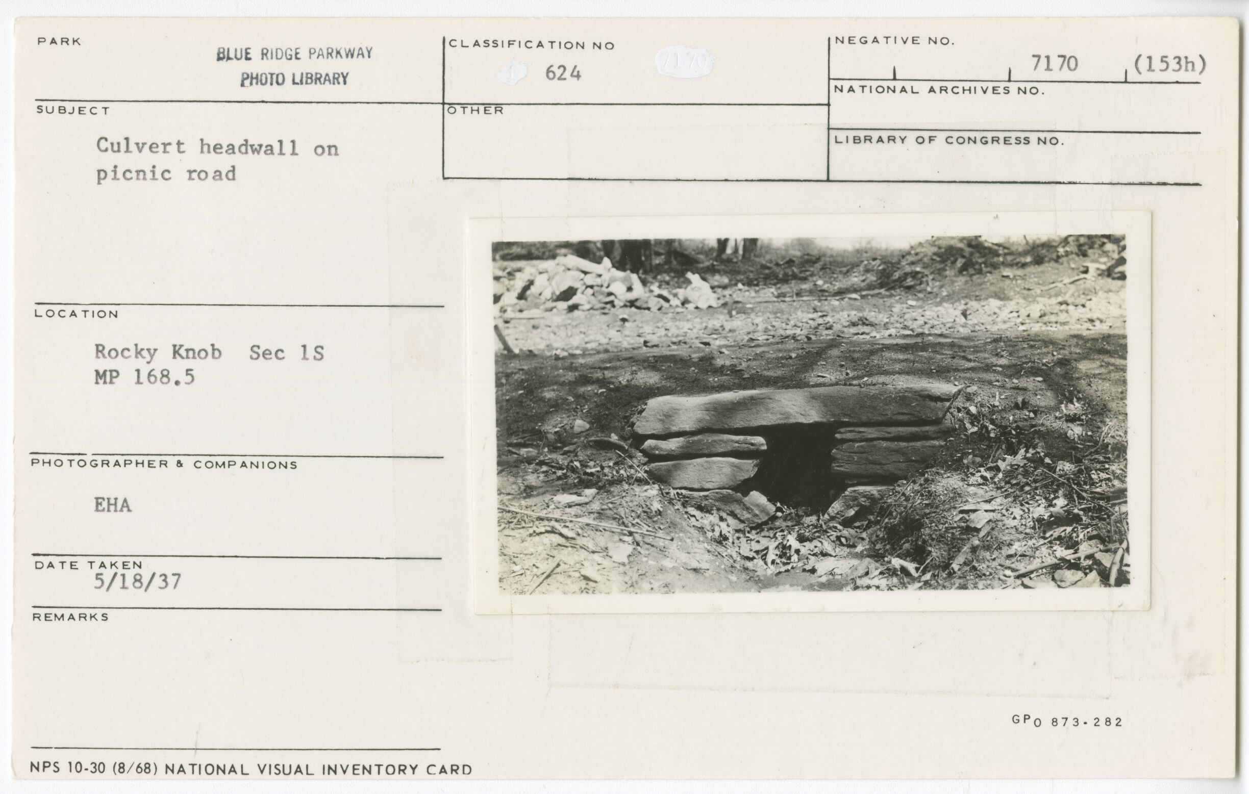 Culvert headwall on picnic road