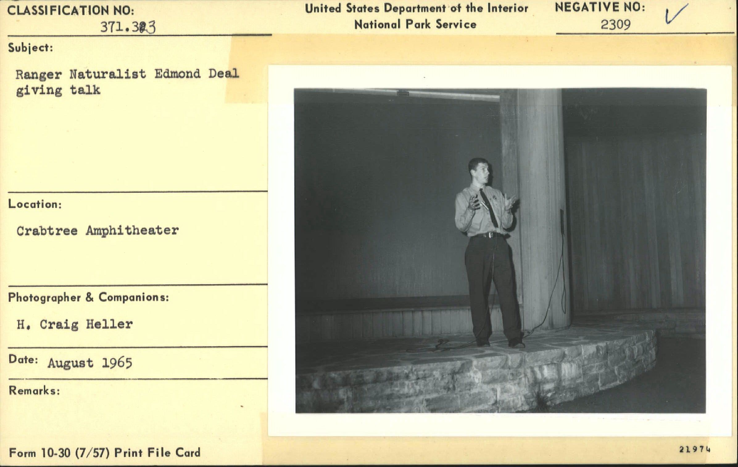 Ranger Naturalist Herb McCullough at Crabtree Amphitheater