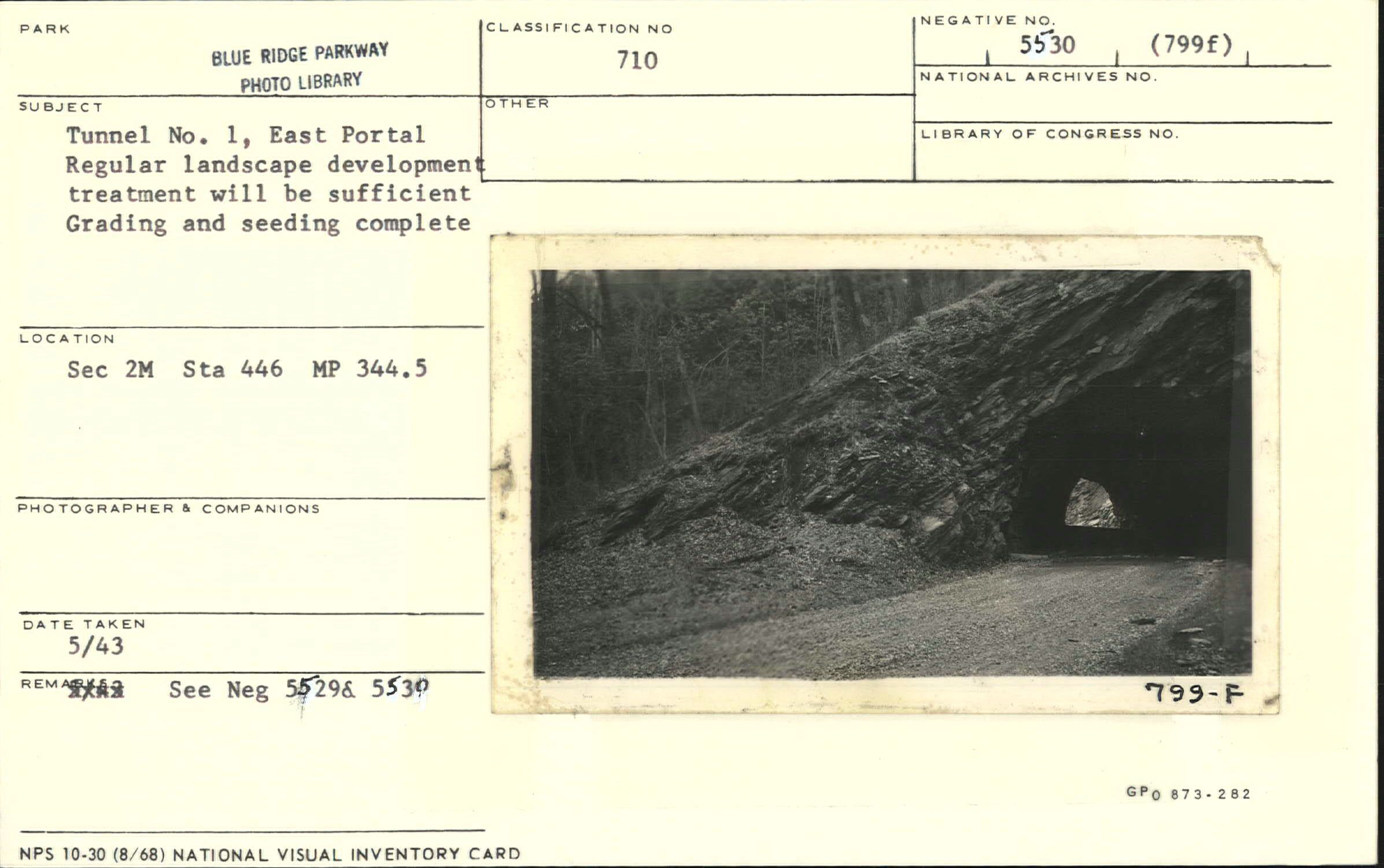 Tunnel No. 1, East Portal showing regular landscape development treatment after grading and seeding