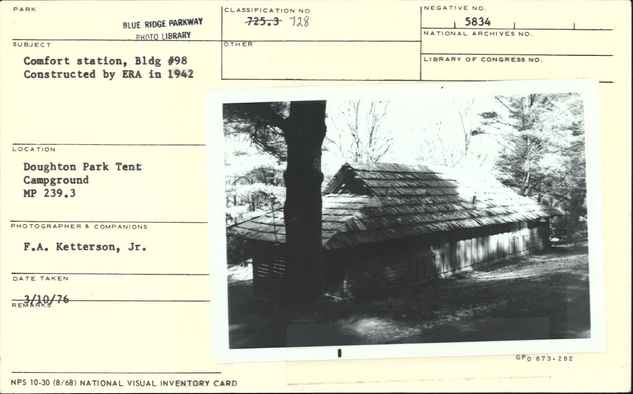 Comfort station, Bldg. #97 constructed in 1942