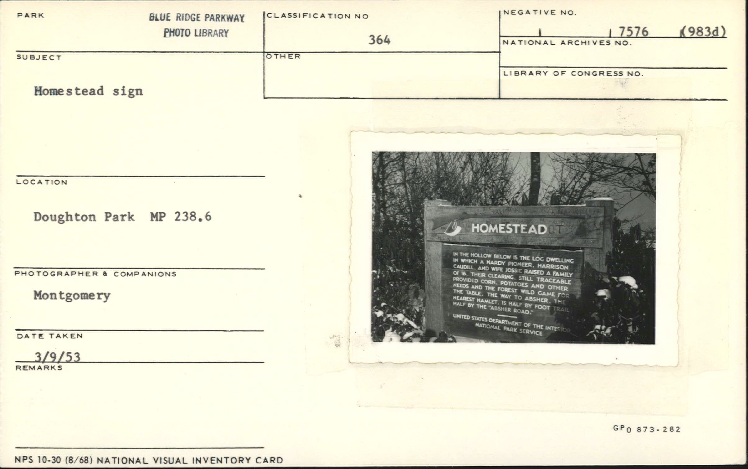 Homestead interpretive sign