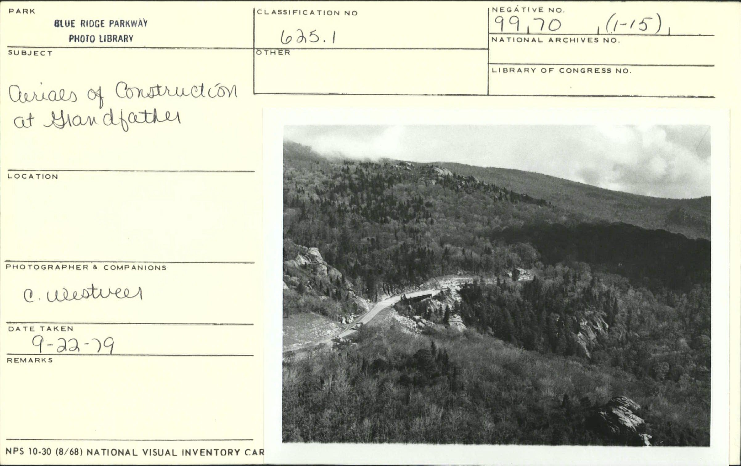 Aerial view of bridge construction at Grandfather Mountain
