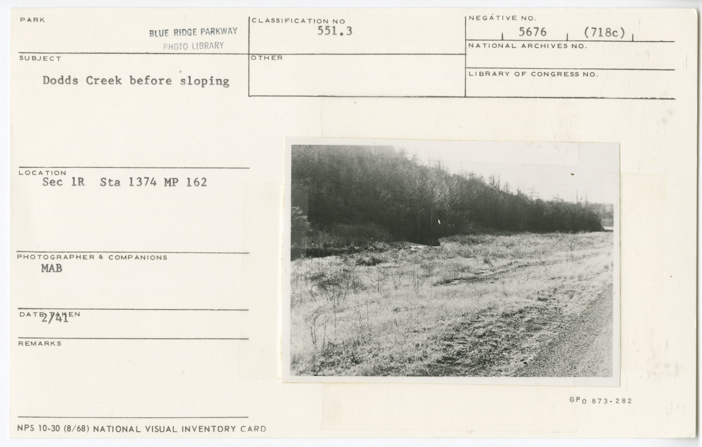 Dodds Creek before sloping