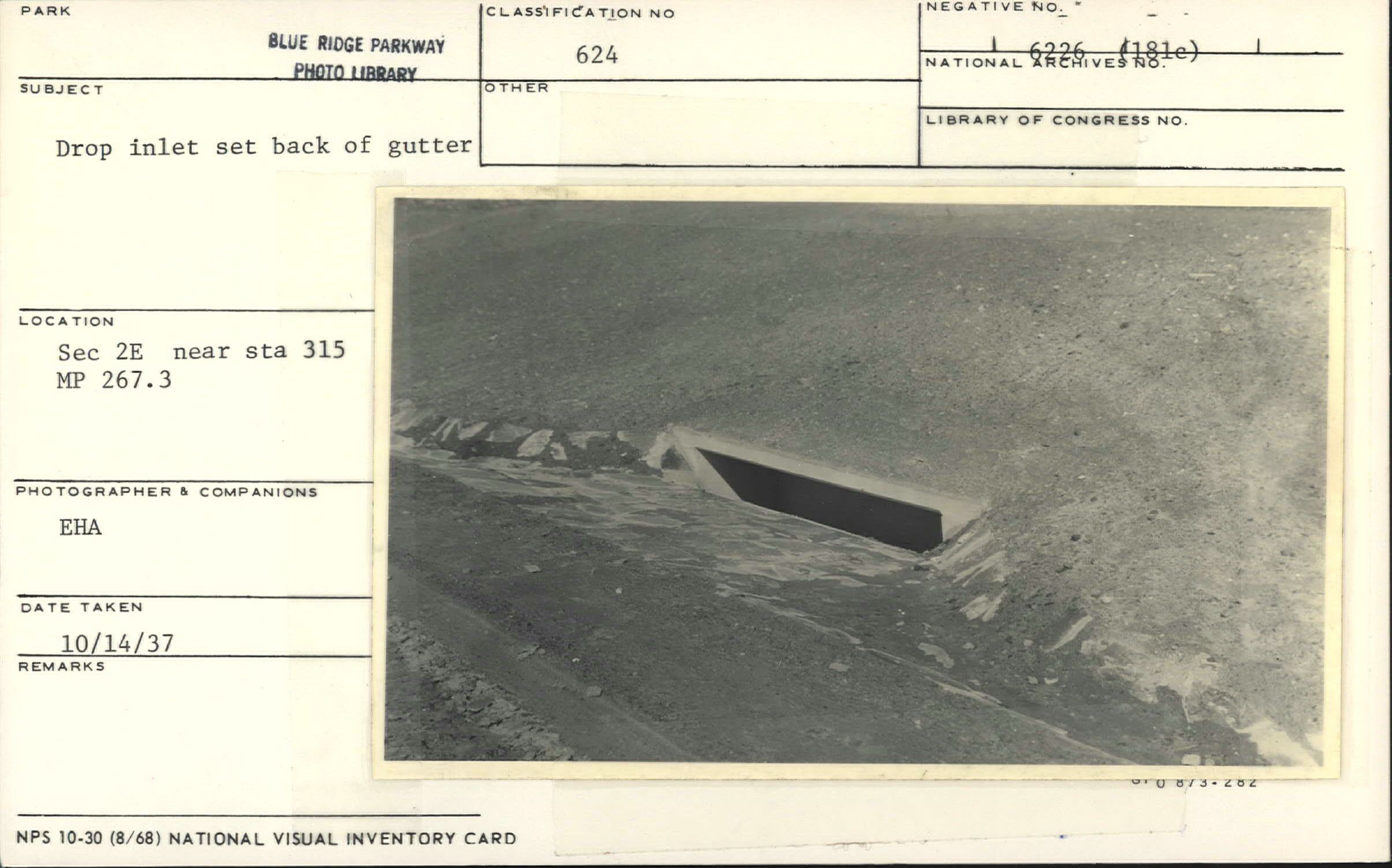 Drop inlet set back of gutter