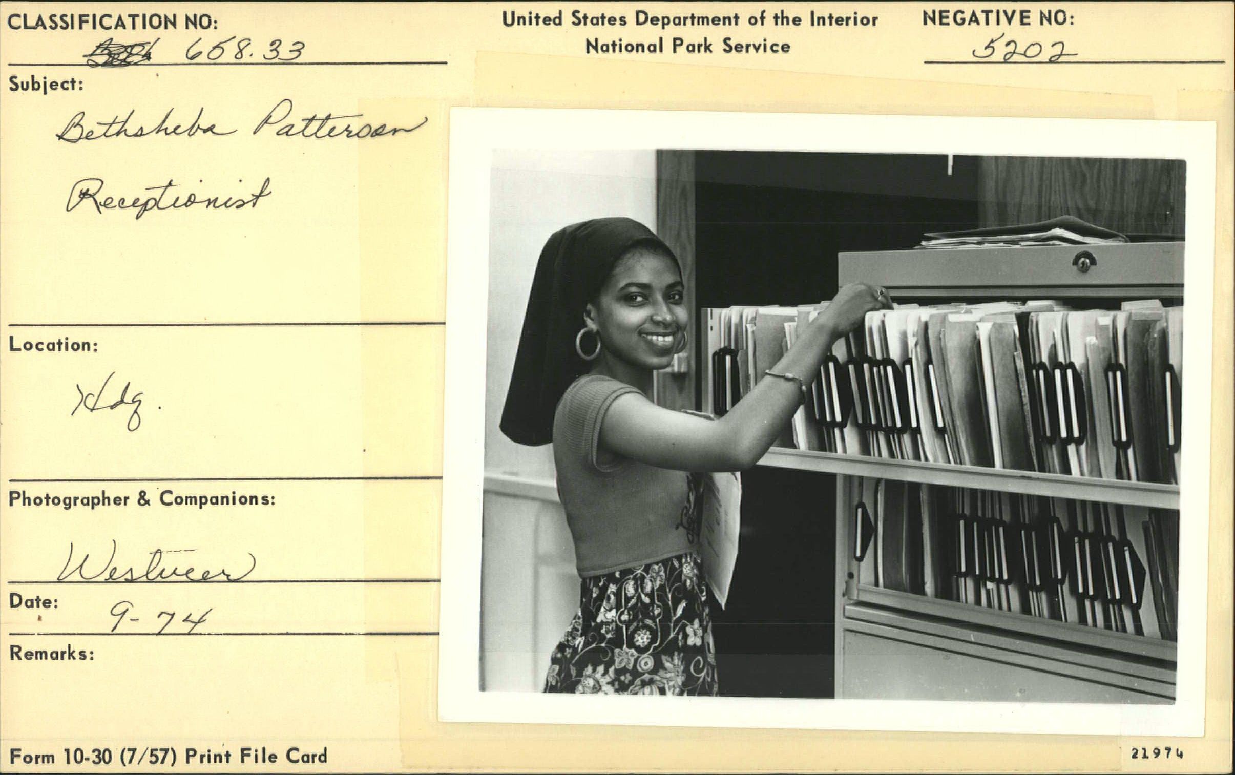 Bethsheba Patterson, Receptionist