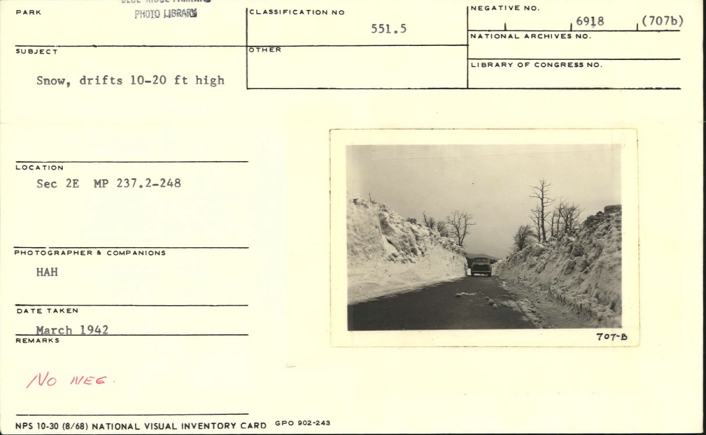 Snowdrifts 10-20' high along Parkway