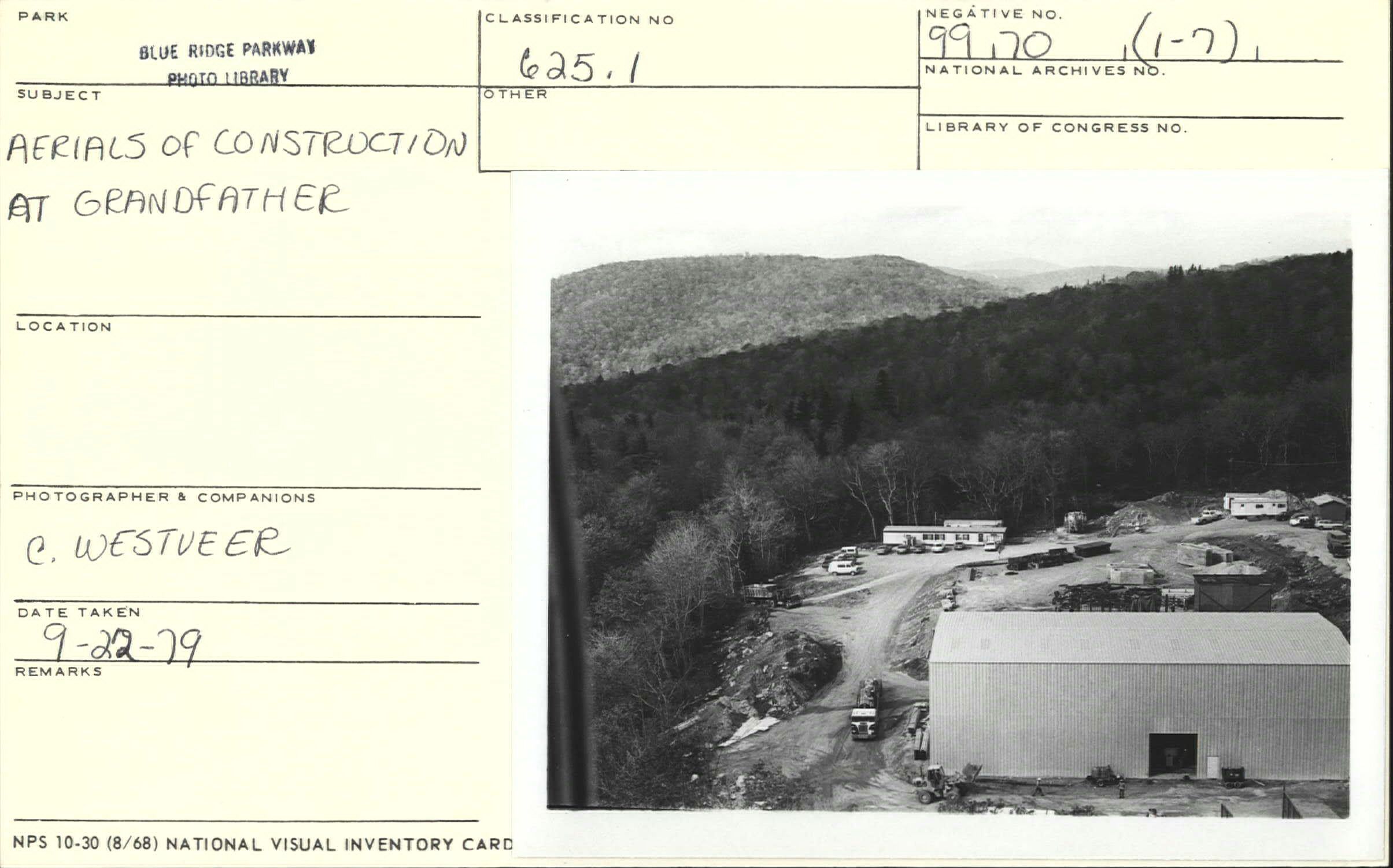 Aerial view of construction at Grandfather Mountain