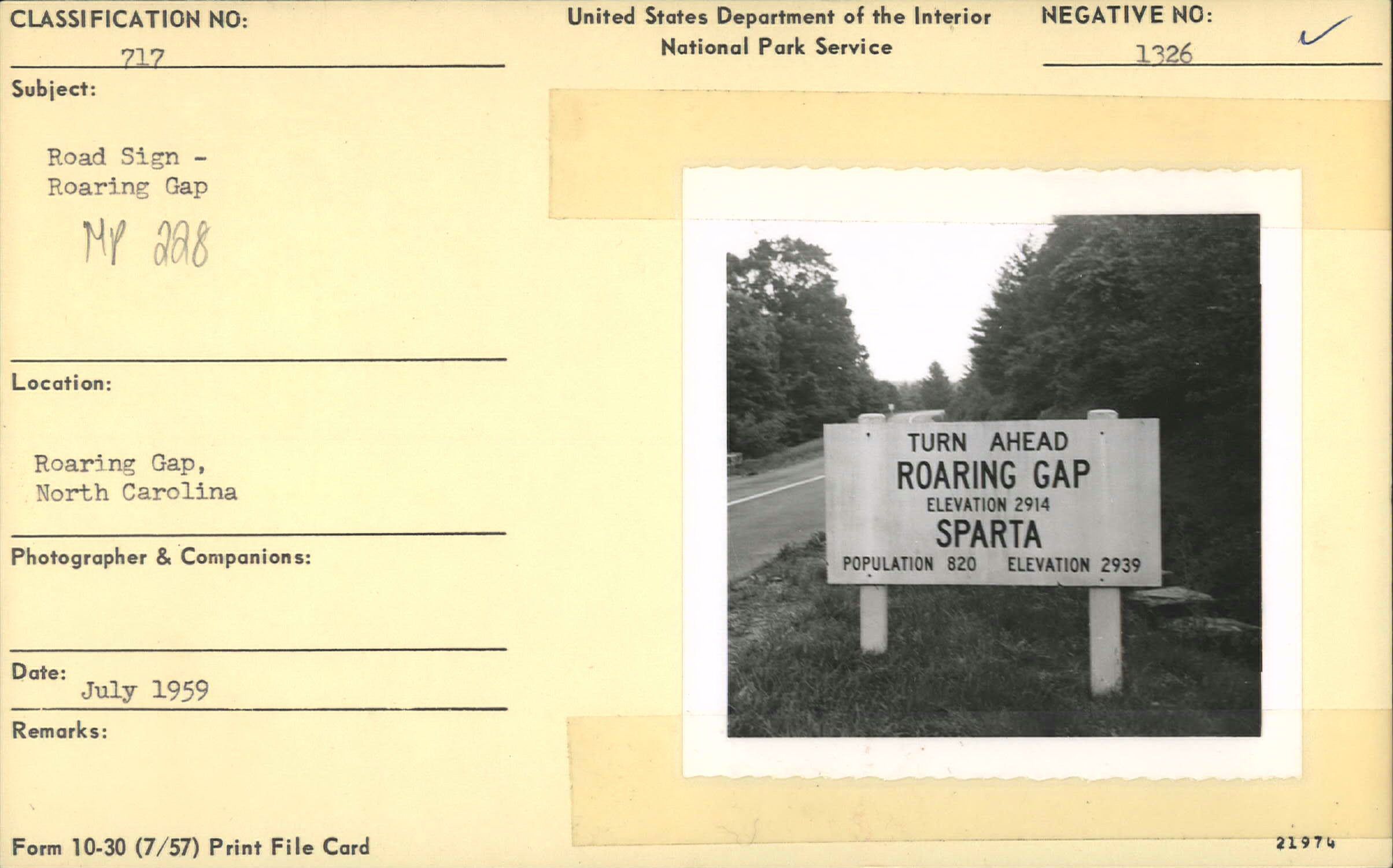 Road sign near Roaring Gap and Sparta, NC