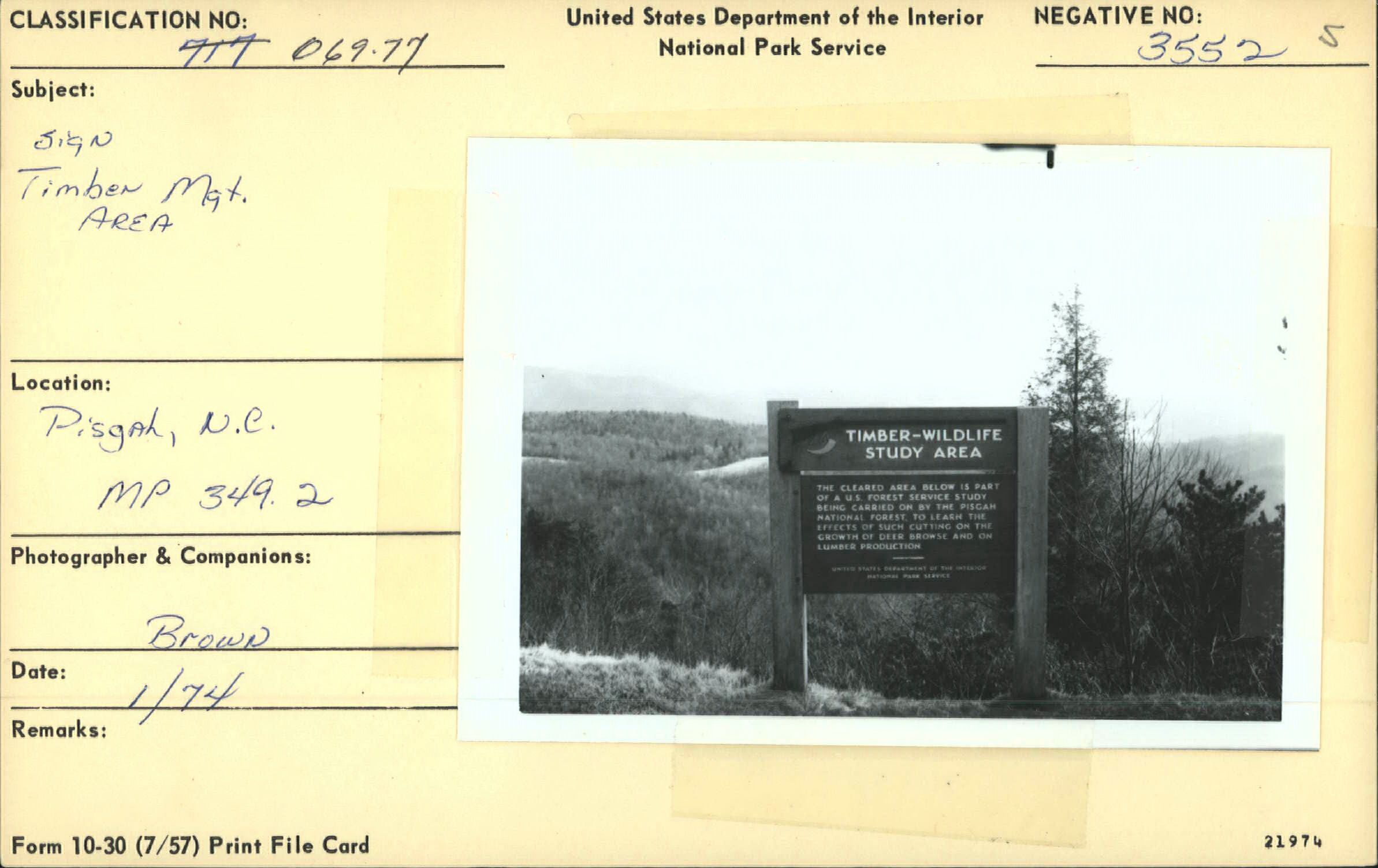 Timber Wildlife Study Area sign