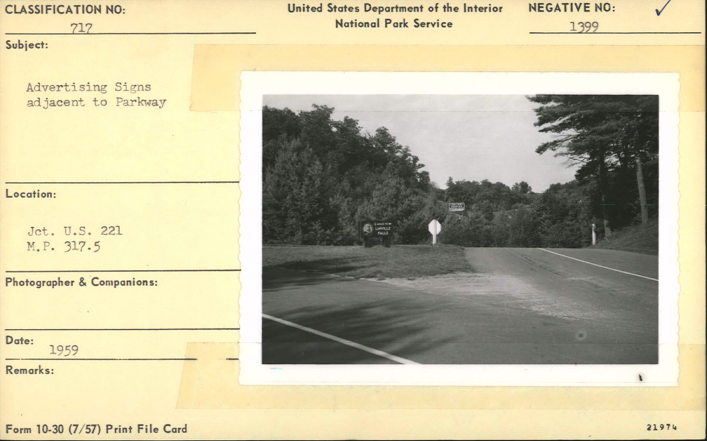 Advertising signs adjacent to Parkway