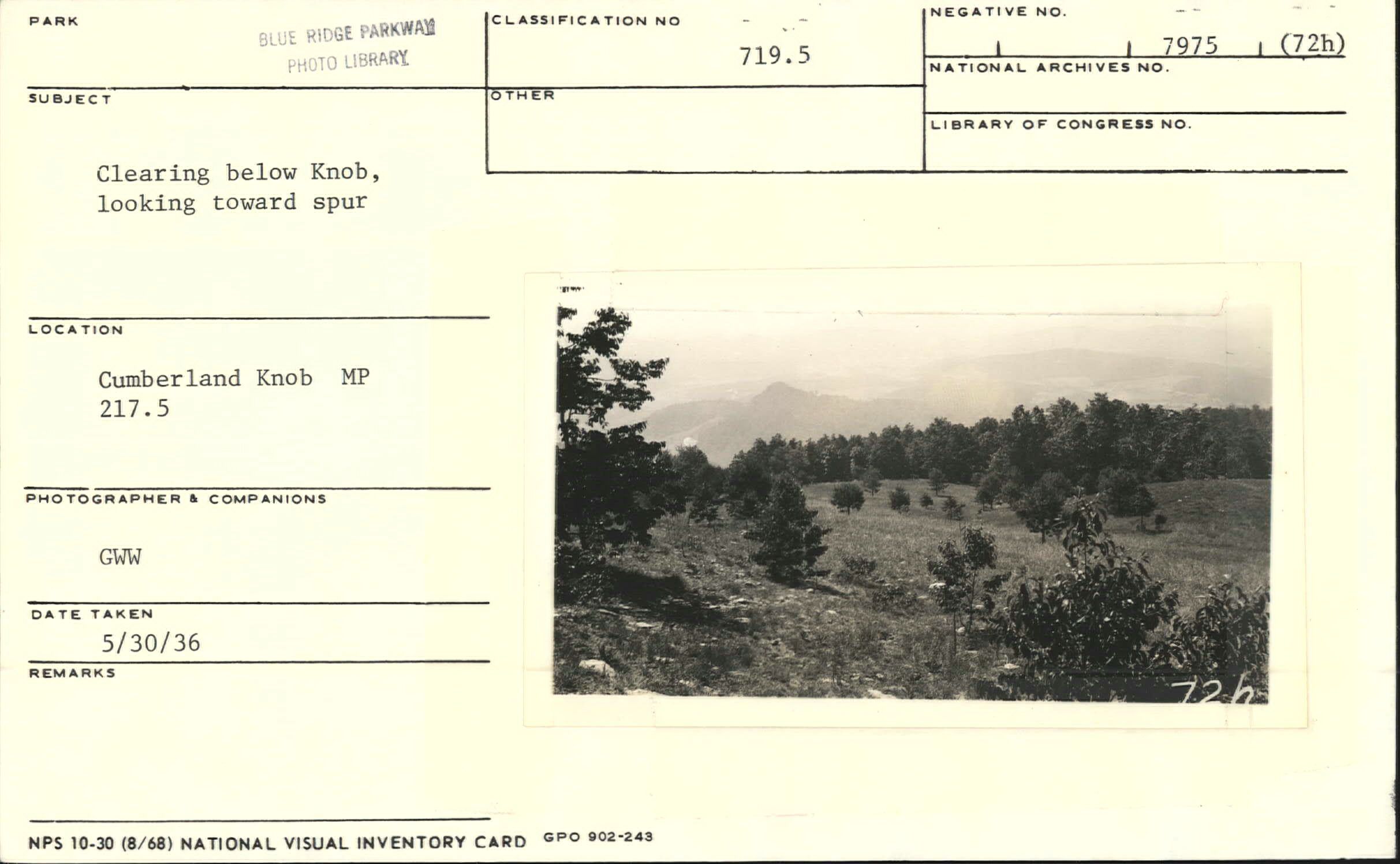 Clearing below Cumberland Knob, looking toward spur
