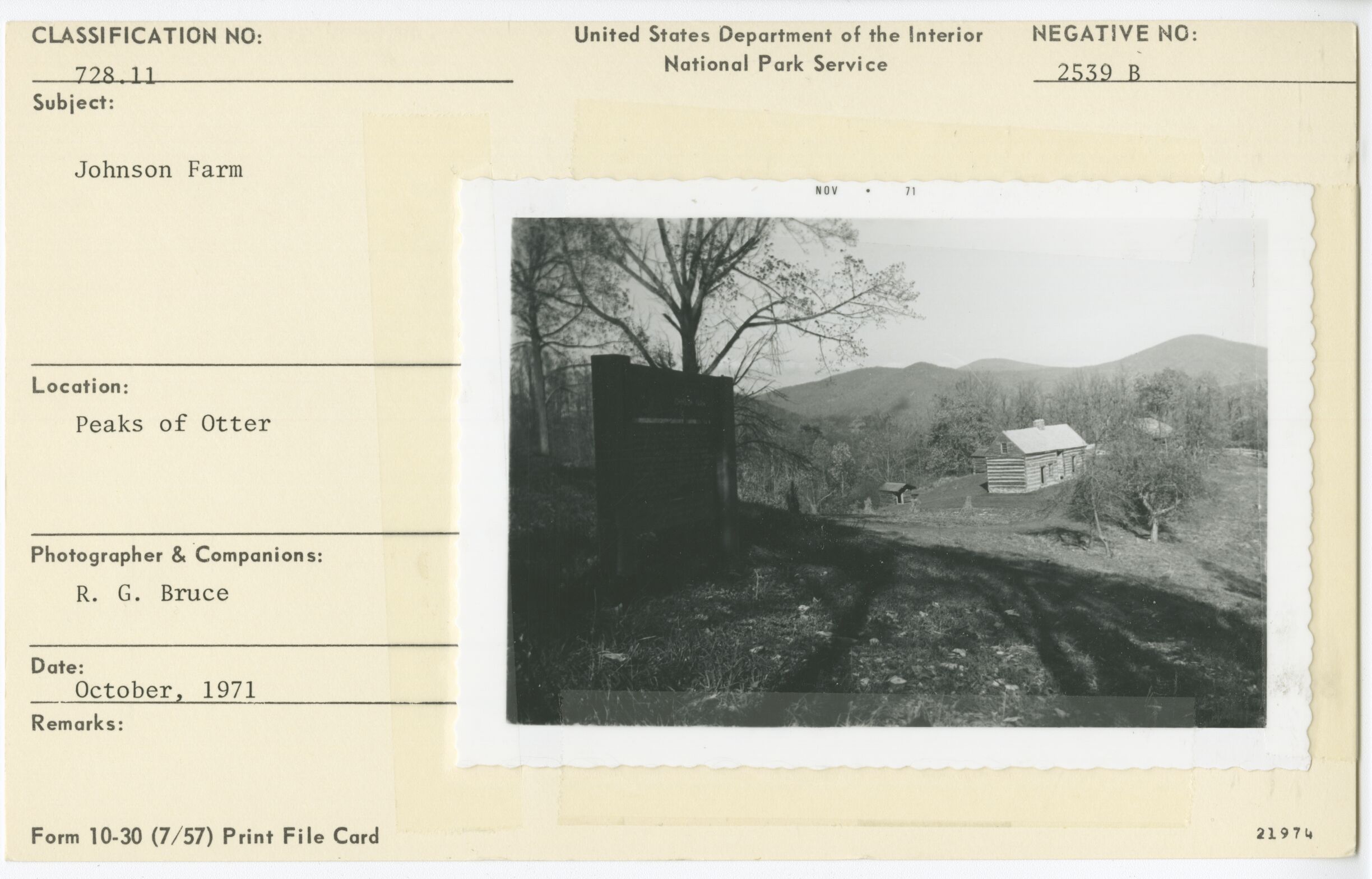 Johnson Farm with interpretive sign in foreground