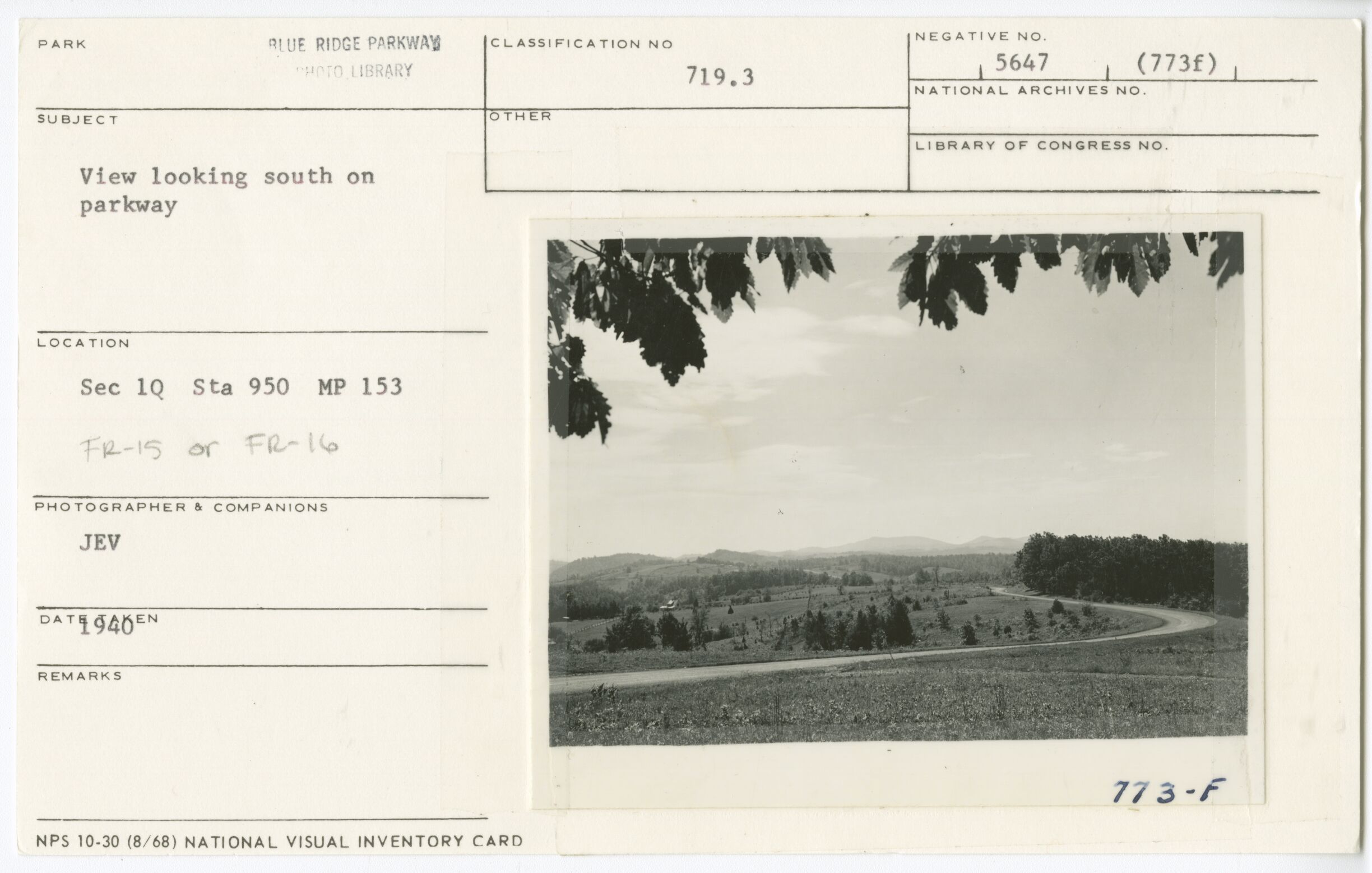 View looking south on Parkway