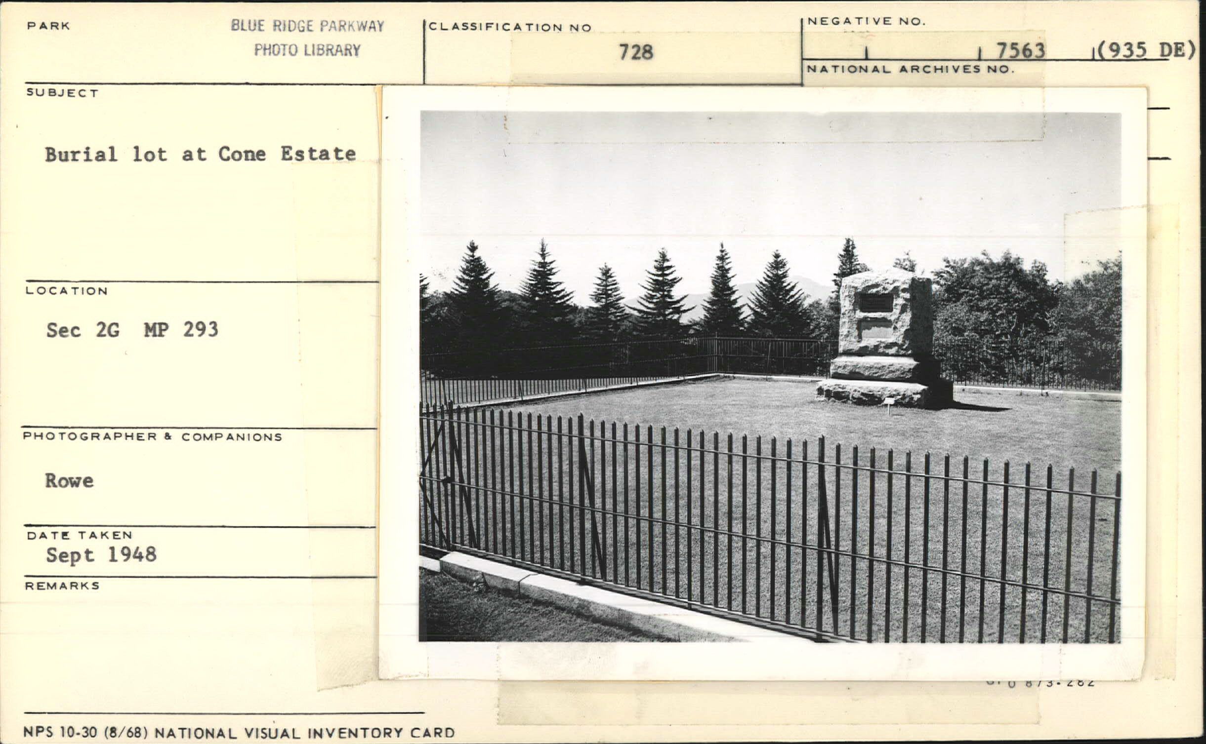 Burial lot at Cone Estate