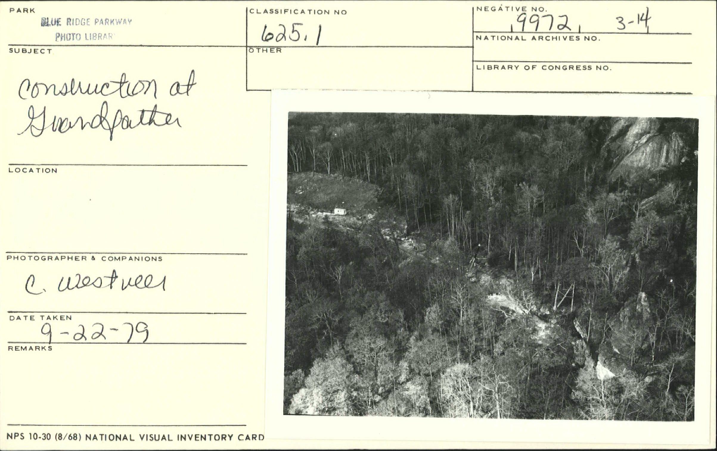 Aerial of construction around Grandfather Mountain