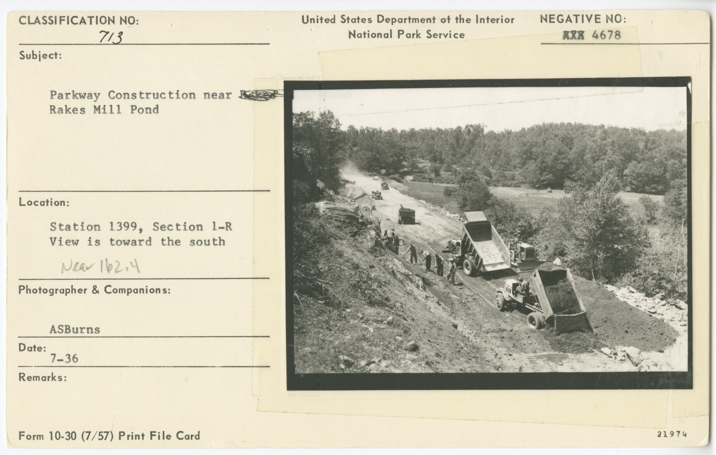 Parkway construction near Rakes Mill Pond