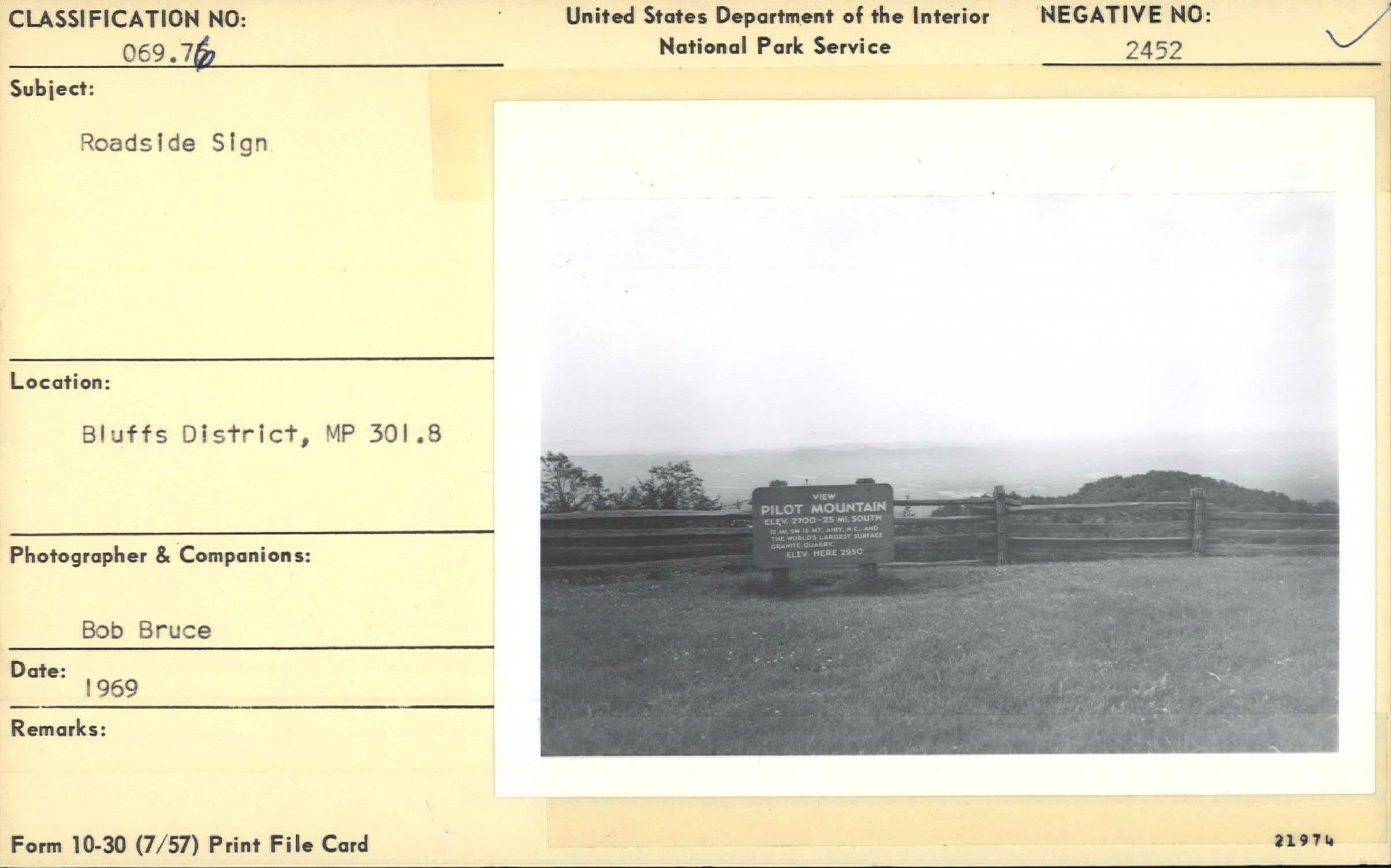 Pilot Mountain sign at Pilot Ridge Overlook
