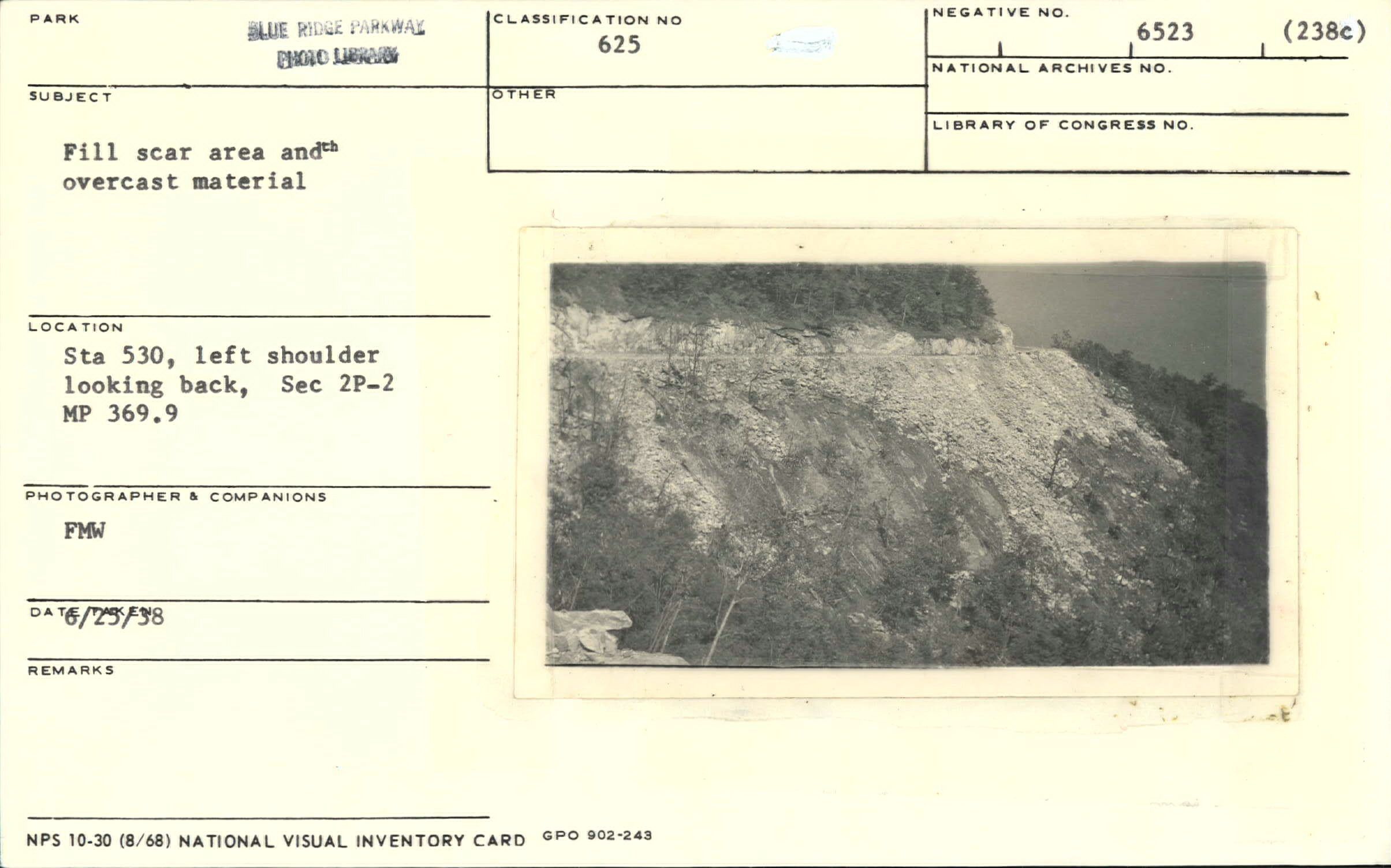 Fill scar area and overcast material