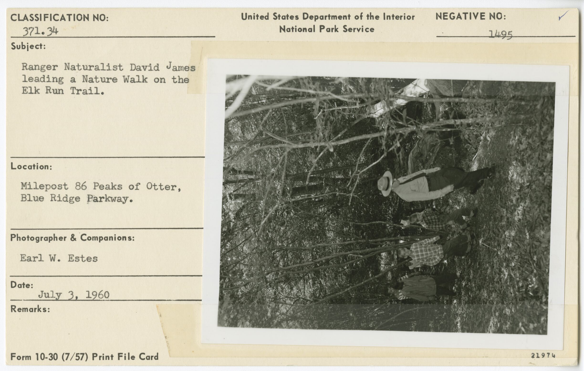 Ranger Naturalist David James leading a discussion on the Elk Run Trail Nature Walk