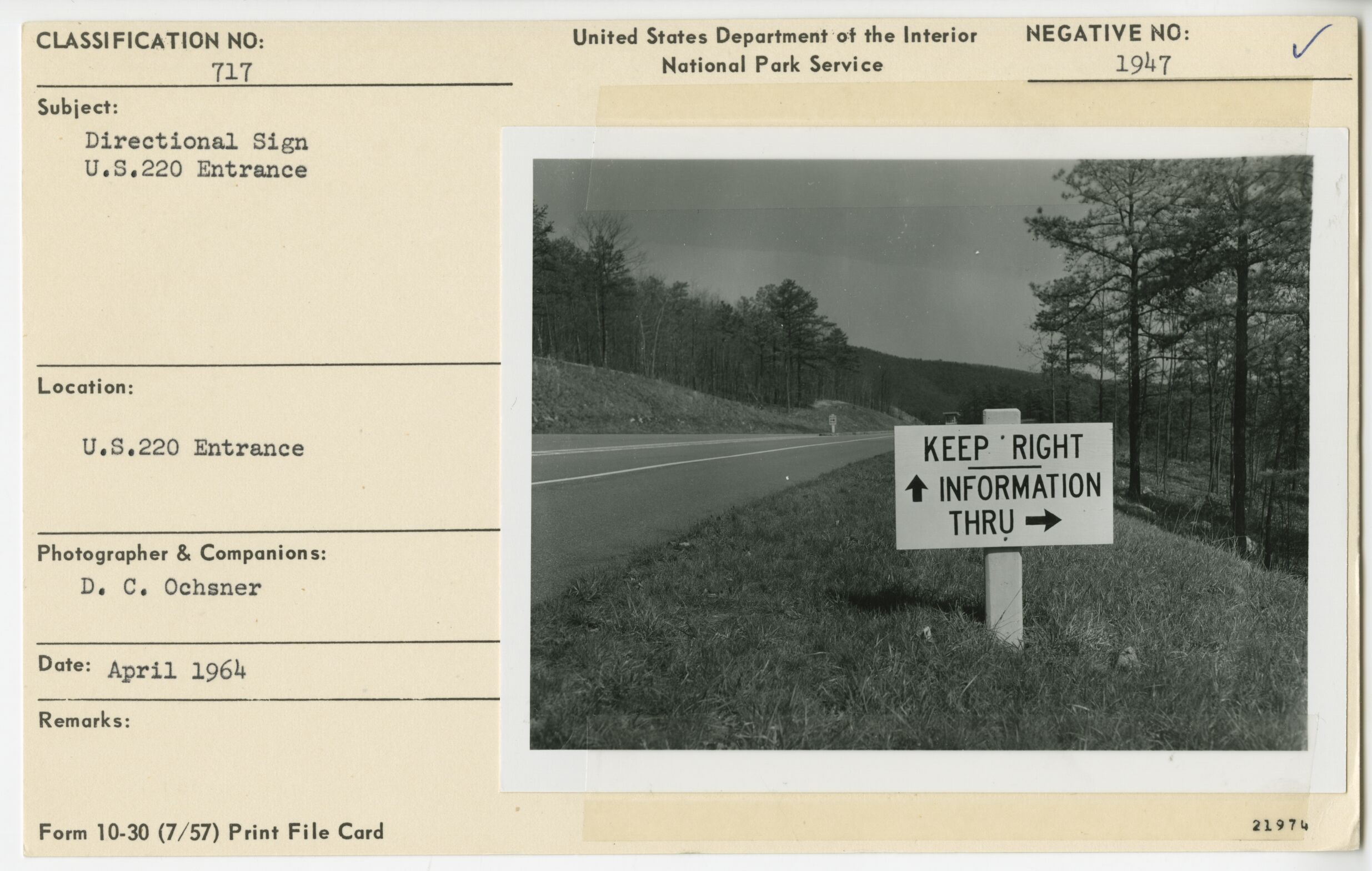 Directional sign at US 220 entrance onto Parkway