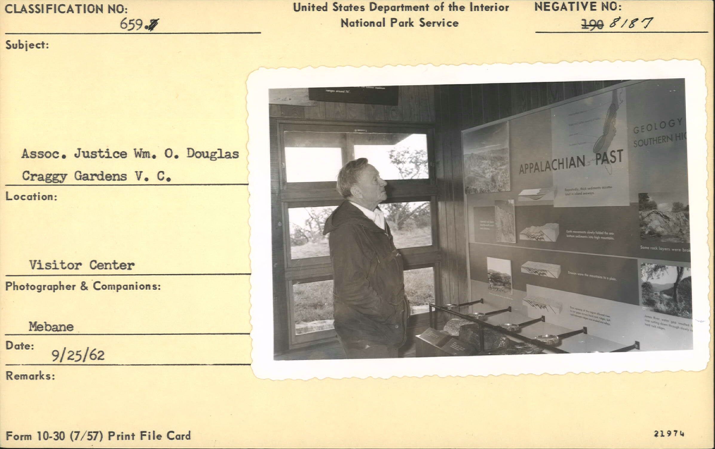 Associate Justice William O. Douglas at Craggy Gardens Visitor Center