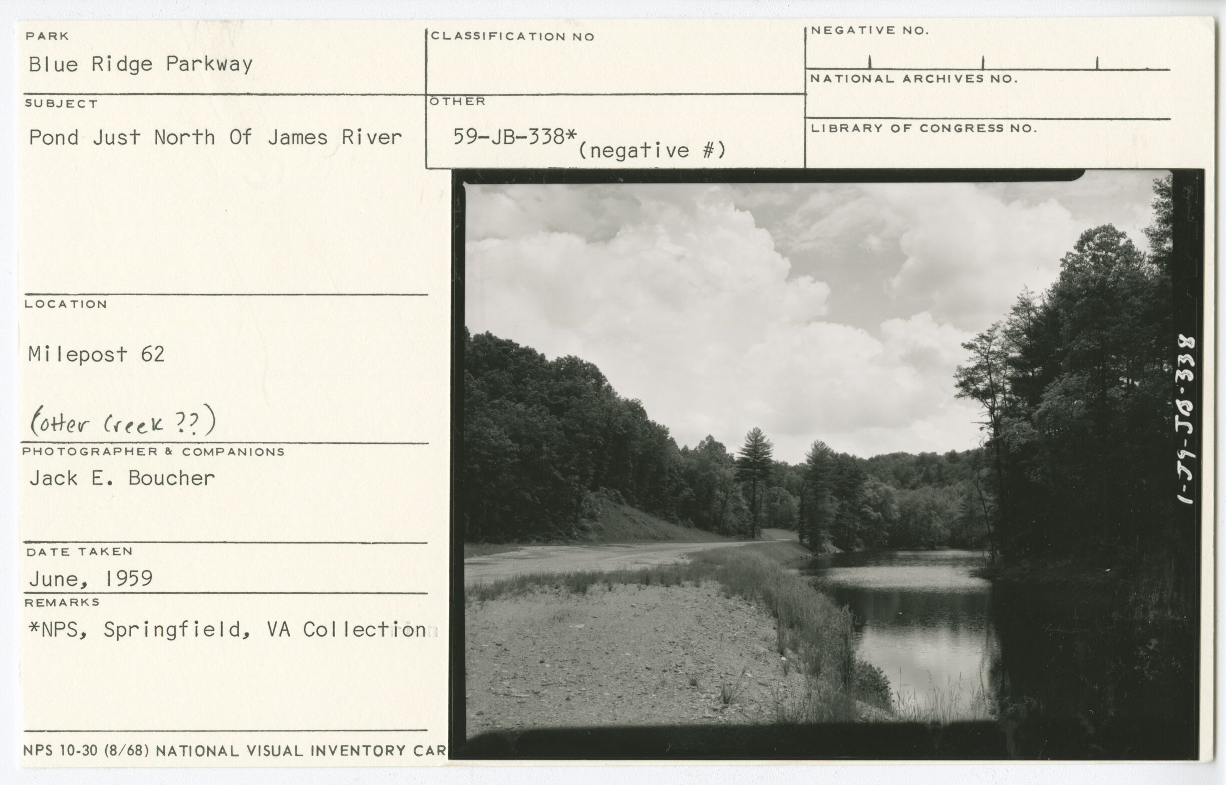 Pond just North of James River