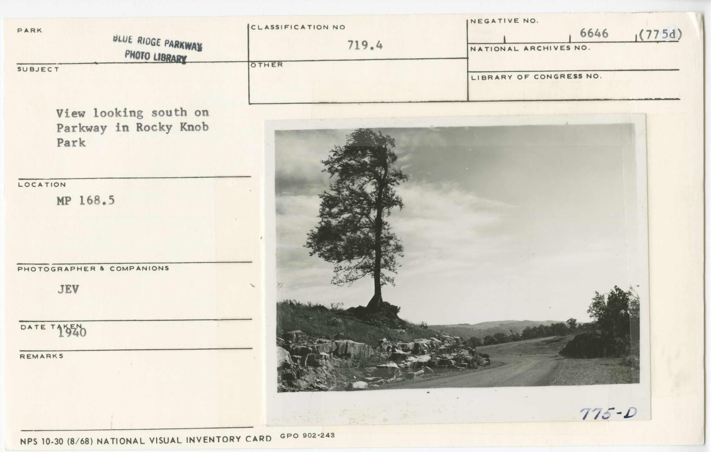 View looking south on Parkway in Rocky Knob Park