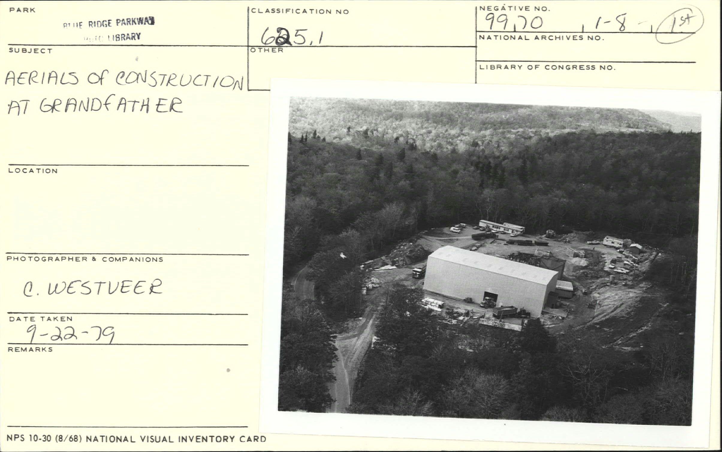 Aerial view of construction at Grandfather Mountain