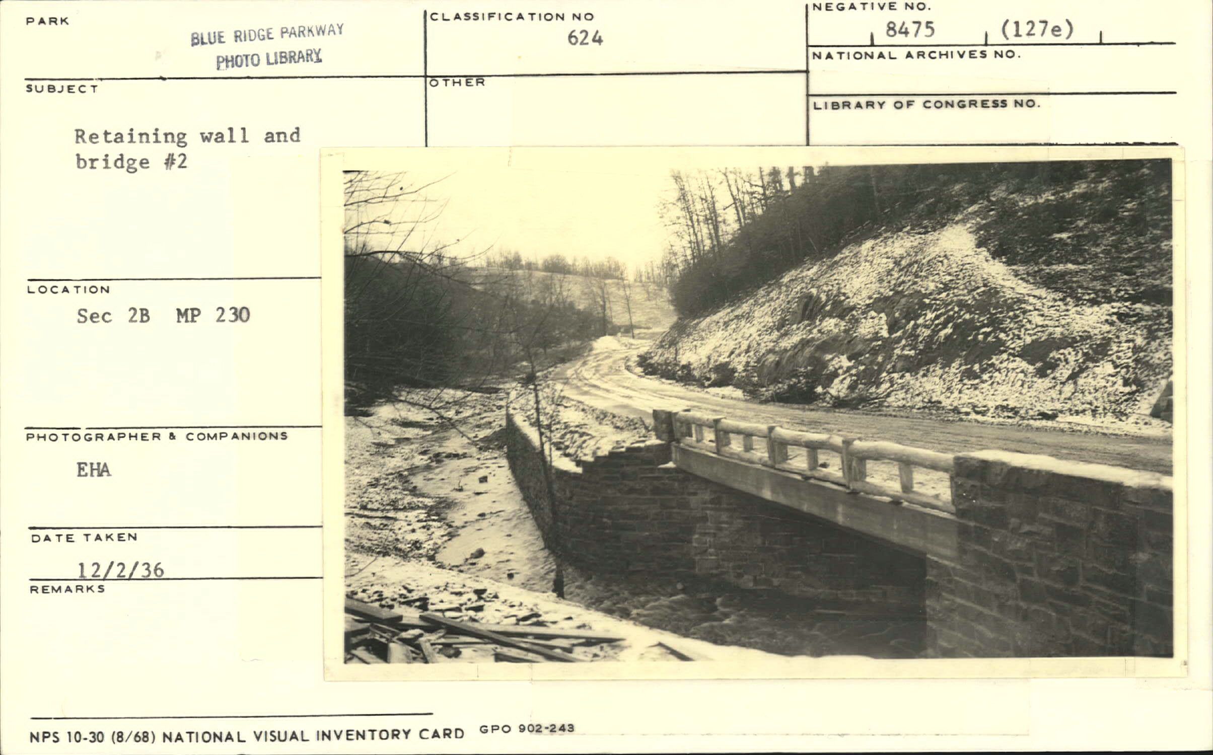 Retaining wall and Little Glade Bridge No. 2