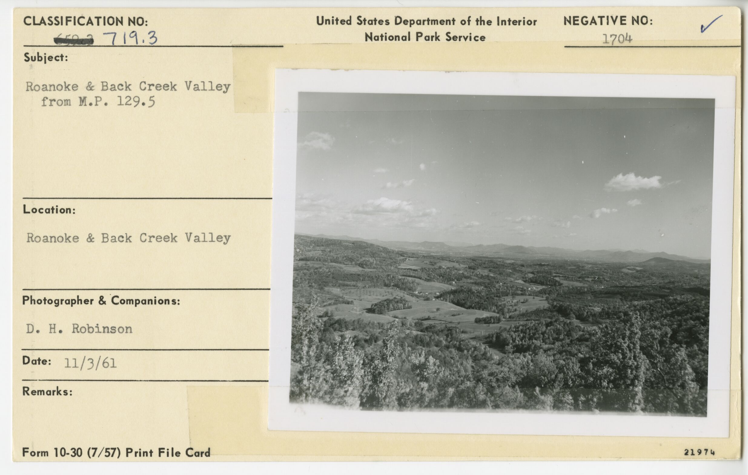 Roanoke and Back creek Valley from Poages Mill Parking Overlook