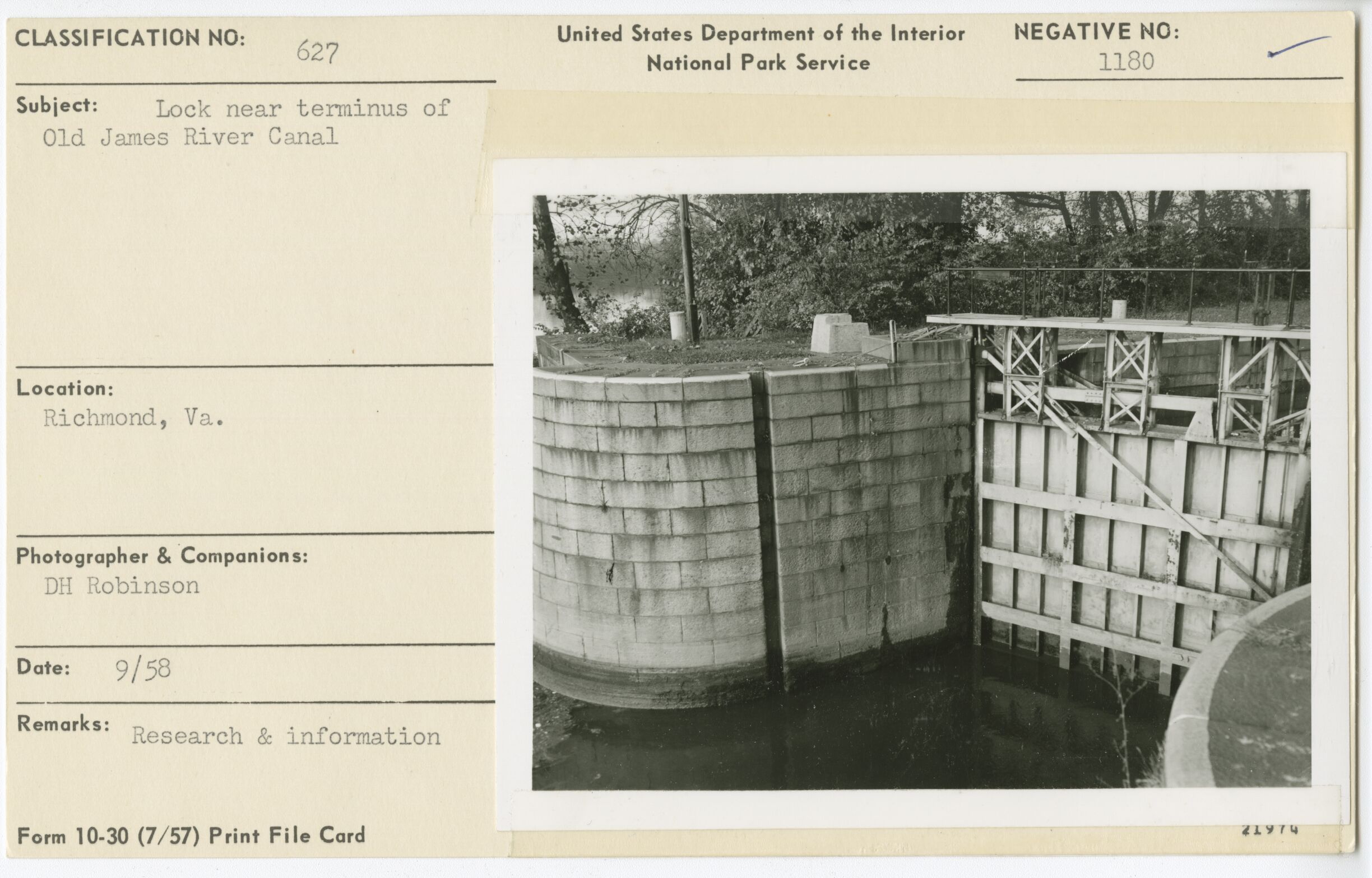 Lock near terminus of old James River Canal