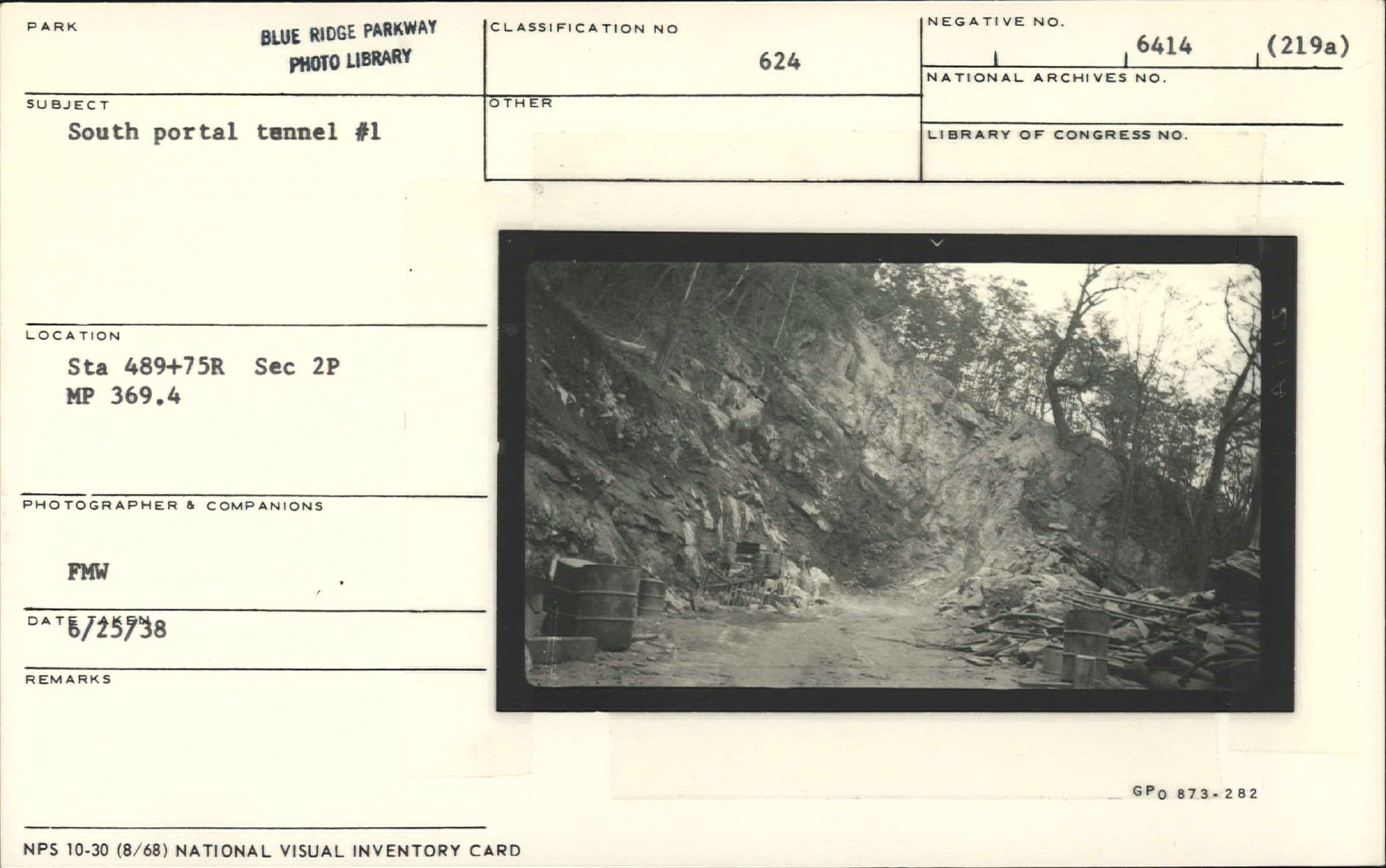 South portal, Tunnel #1