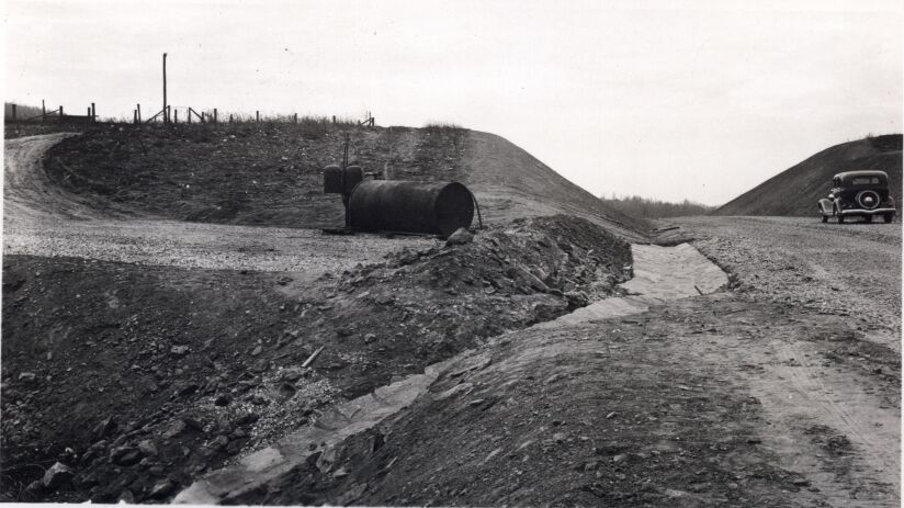 Before grading and seeding at Station 4+75