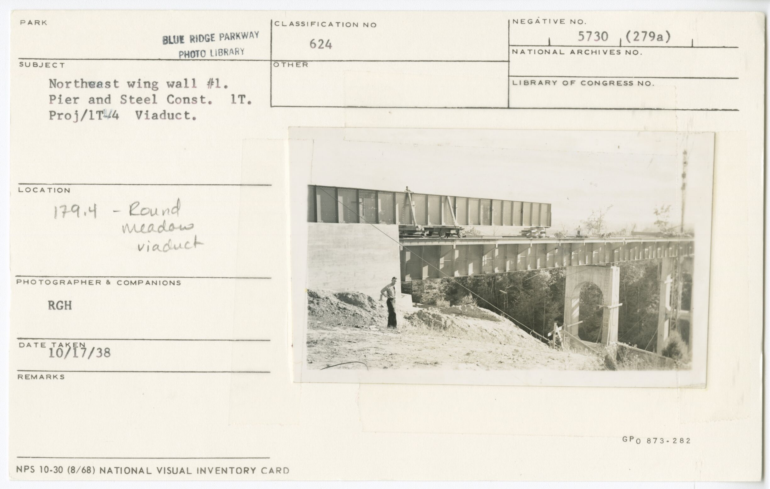 Northwest wing wall #1 with pier and steel construction of 1T-4 Viaduct