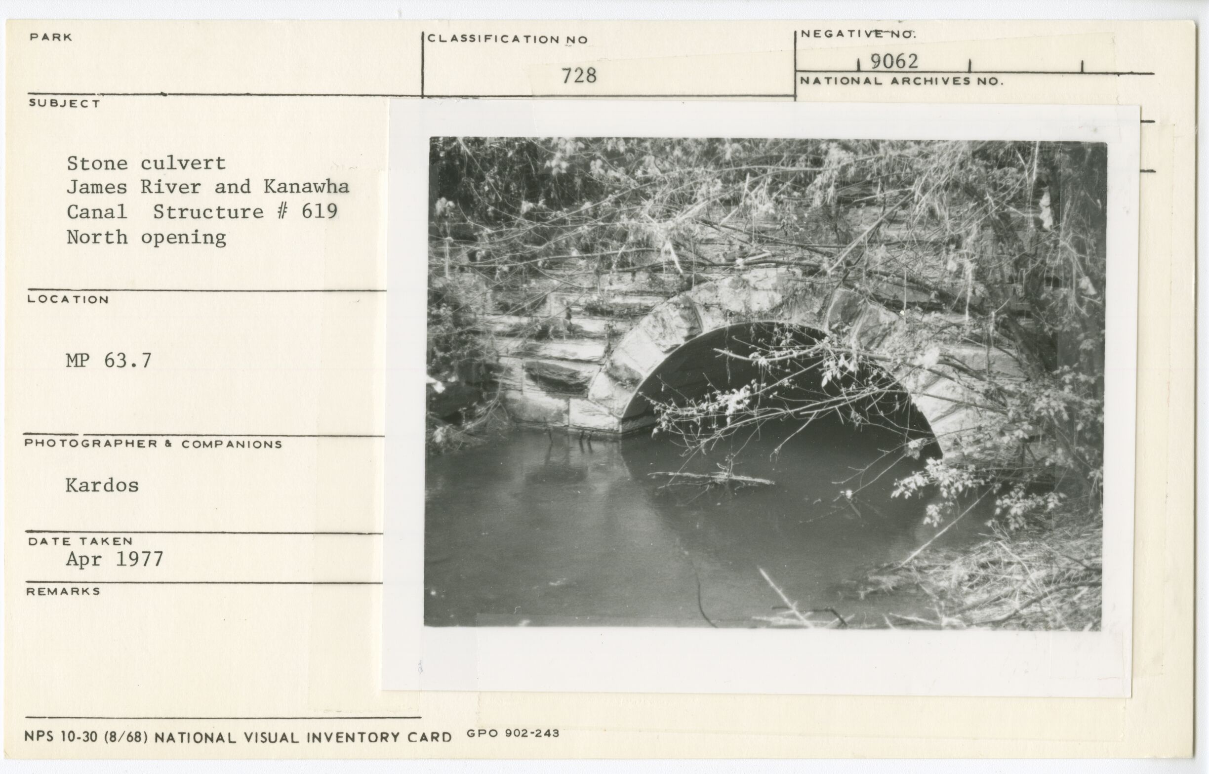 Stone culvert, Structure #619 North opening