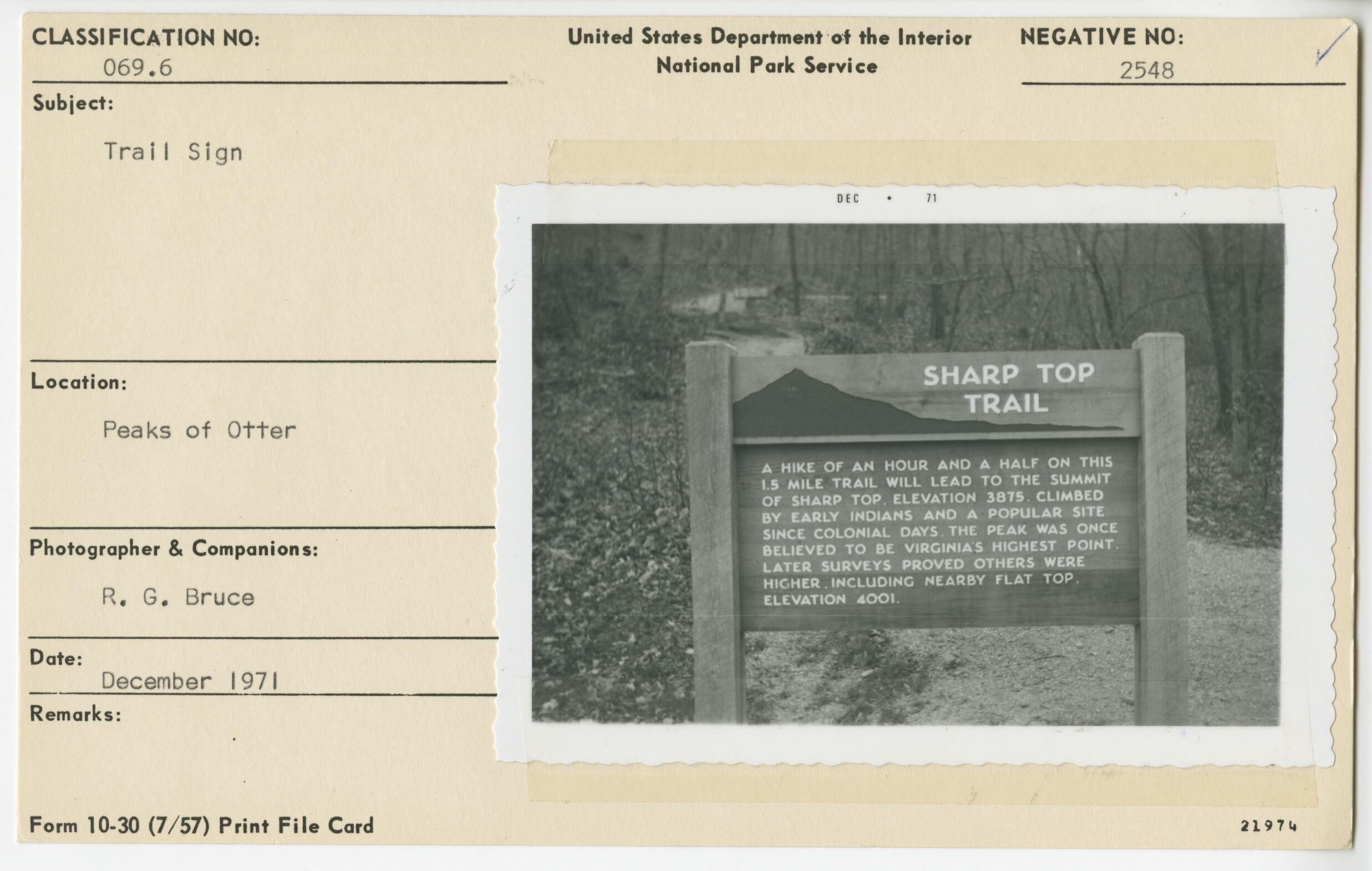 Sharp Top Trail sign