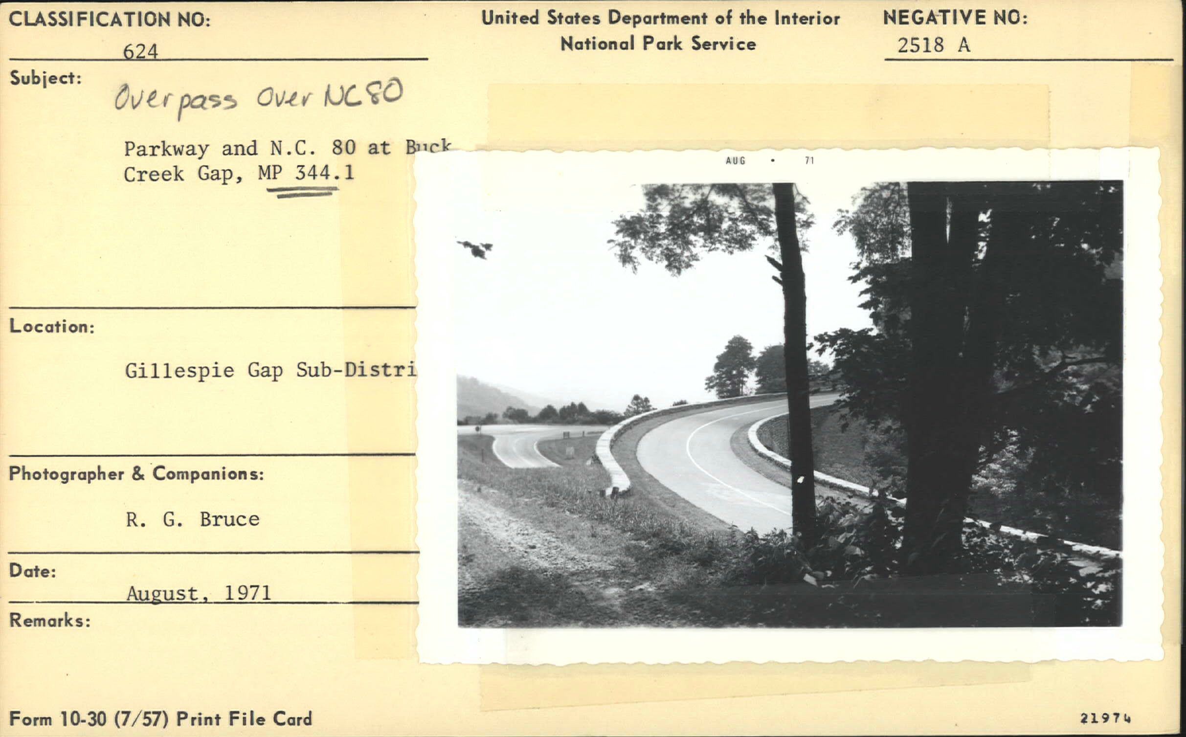 Overpass over N.C. 80 at Buck Creek Gap
