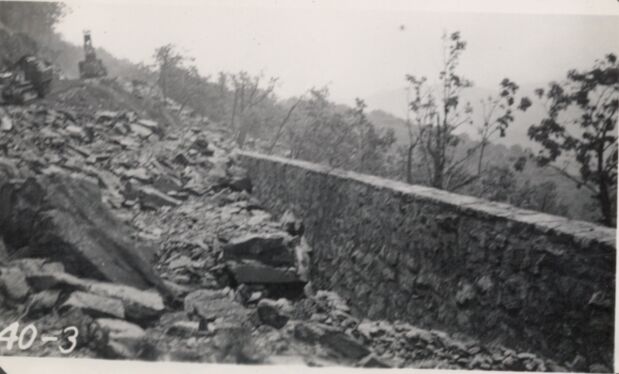 Rockfill behind retaining wall, Station 1169
