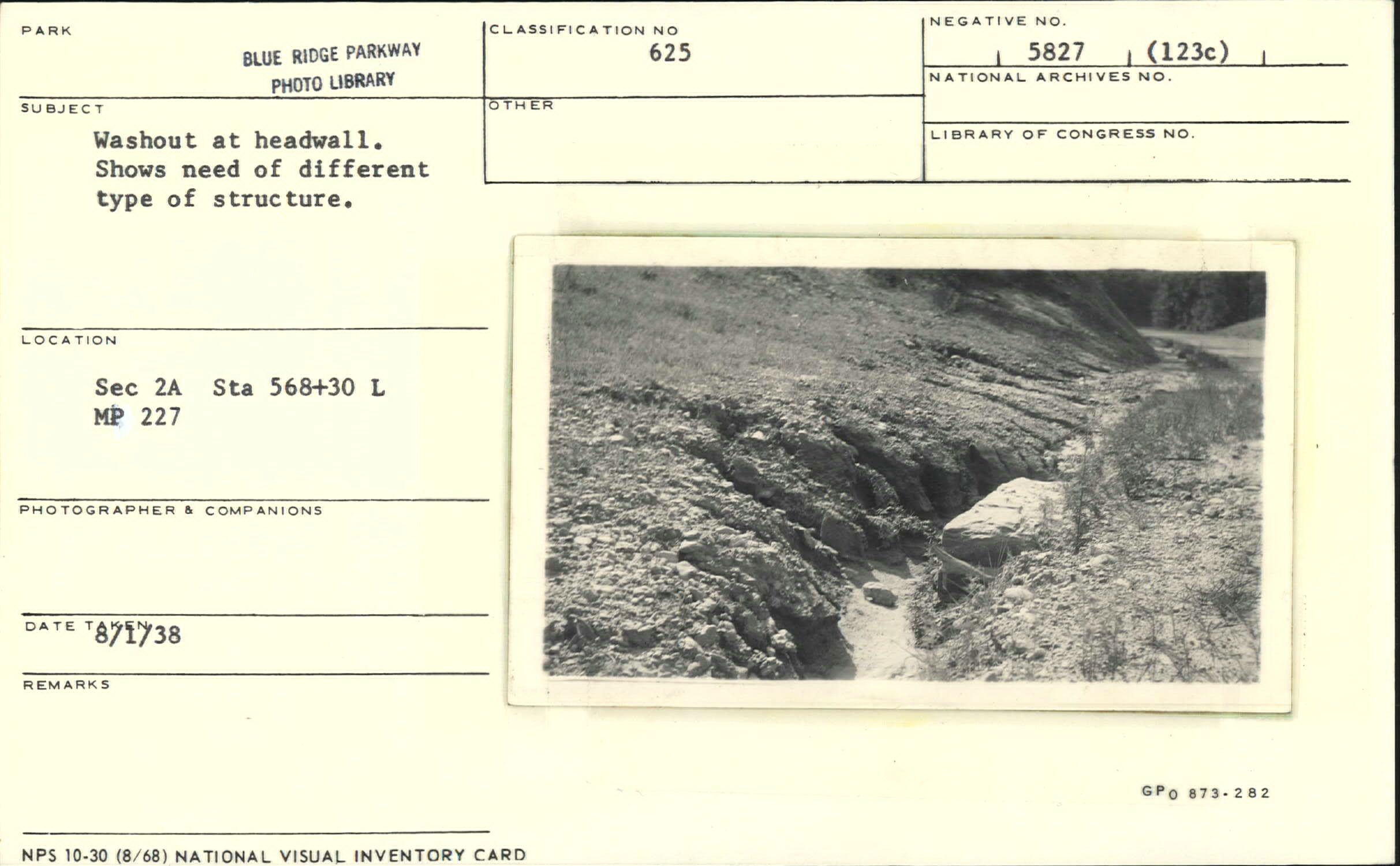 Washout at headwall, different type of structure needed